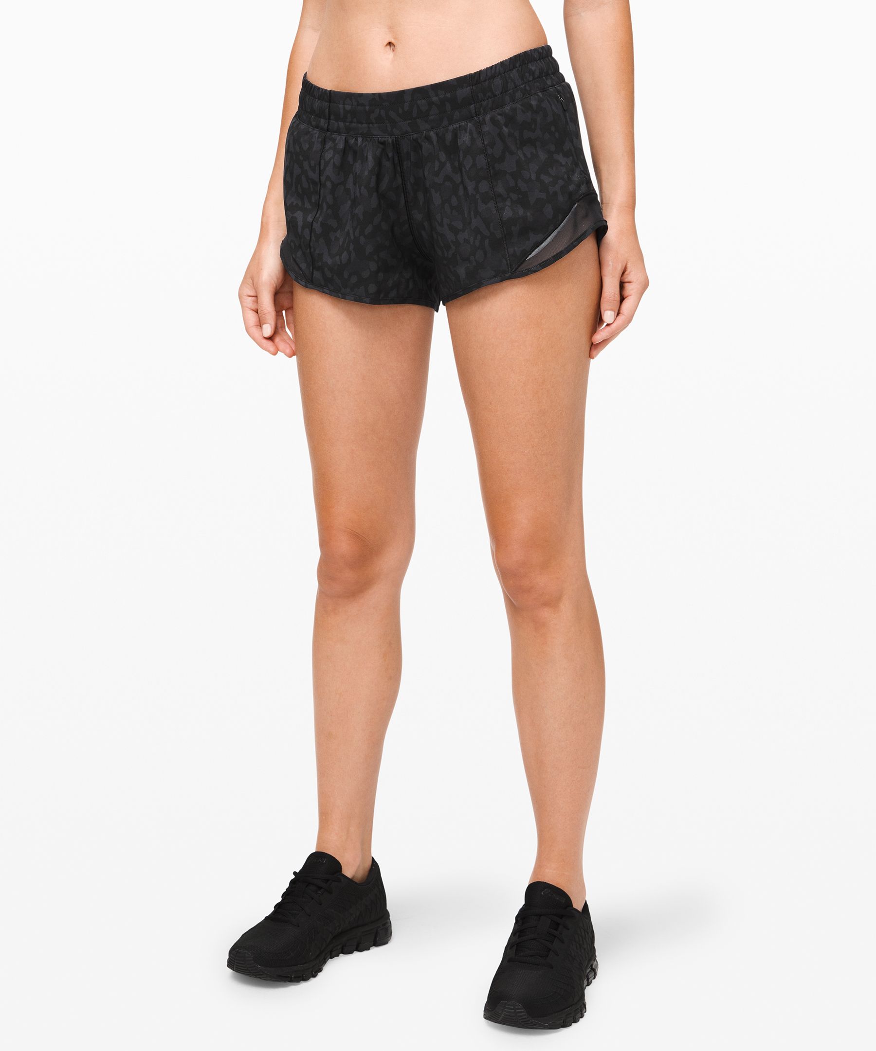 Lululemon Hotty Hot Low-rise Lined Shorts 2.5" In Formation Camo Deep Coal /black