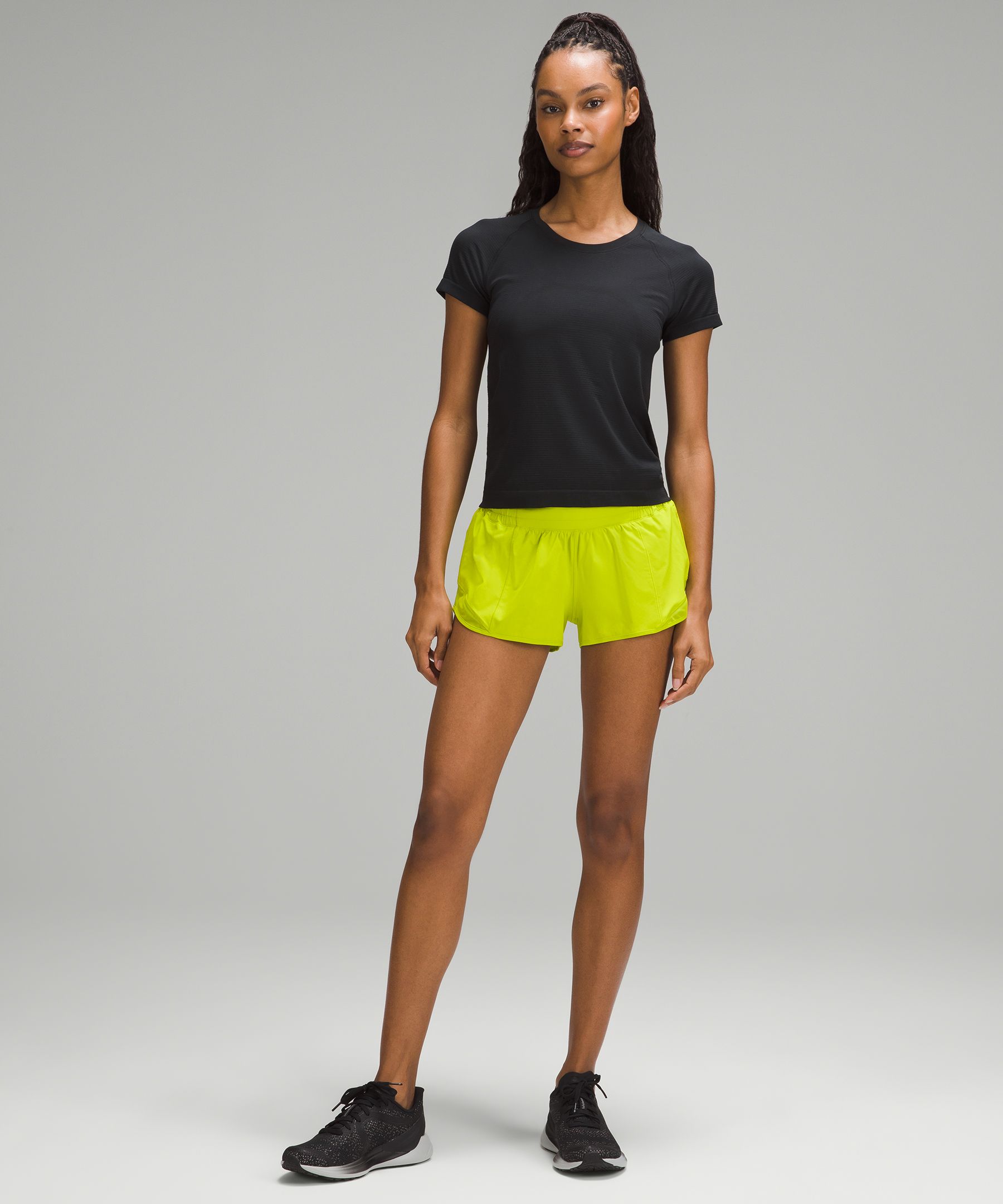 Lululemon Size 10 Hotty Hot Low-Rise Lined Short 2.5 , Heather Black, New,  $68