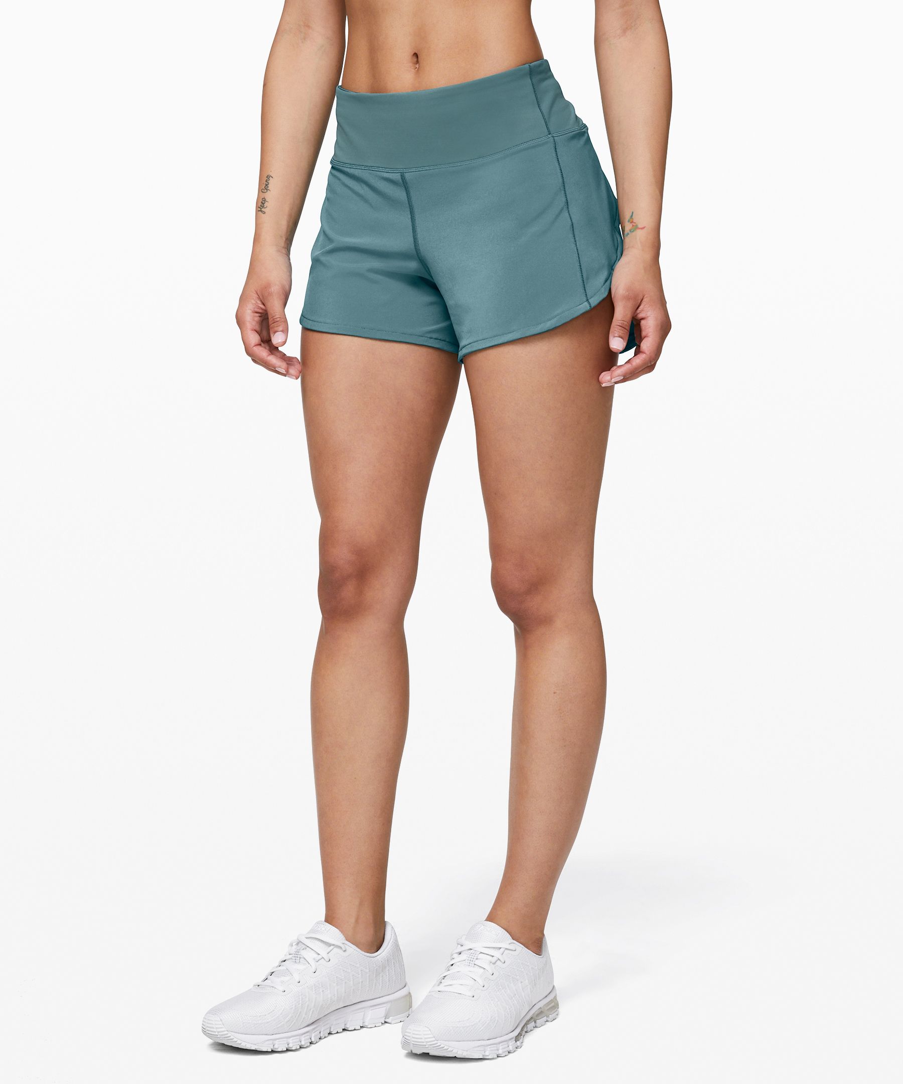 Lululemon Speed Up Short Long *4" Updated Fit In Aquatic Green