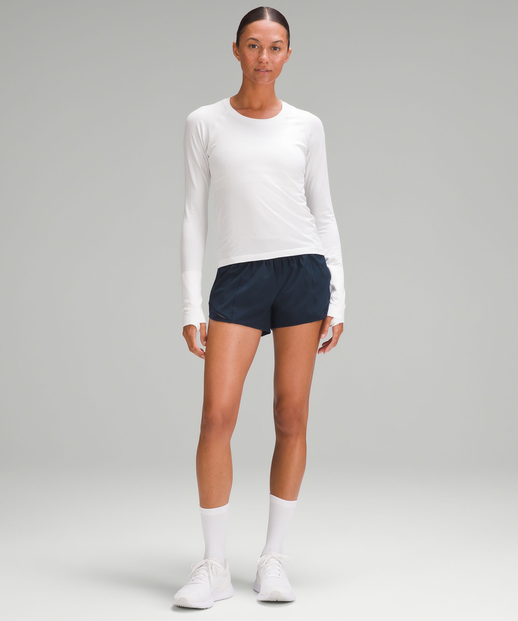 Lululemon white hot sale running shorts