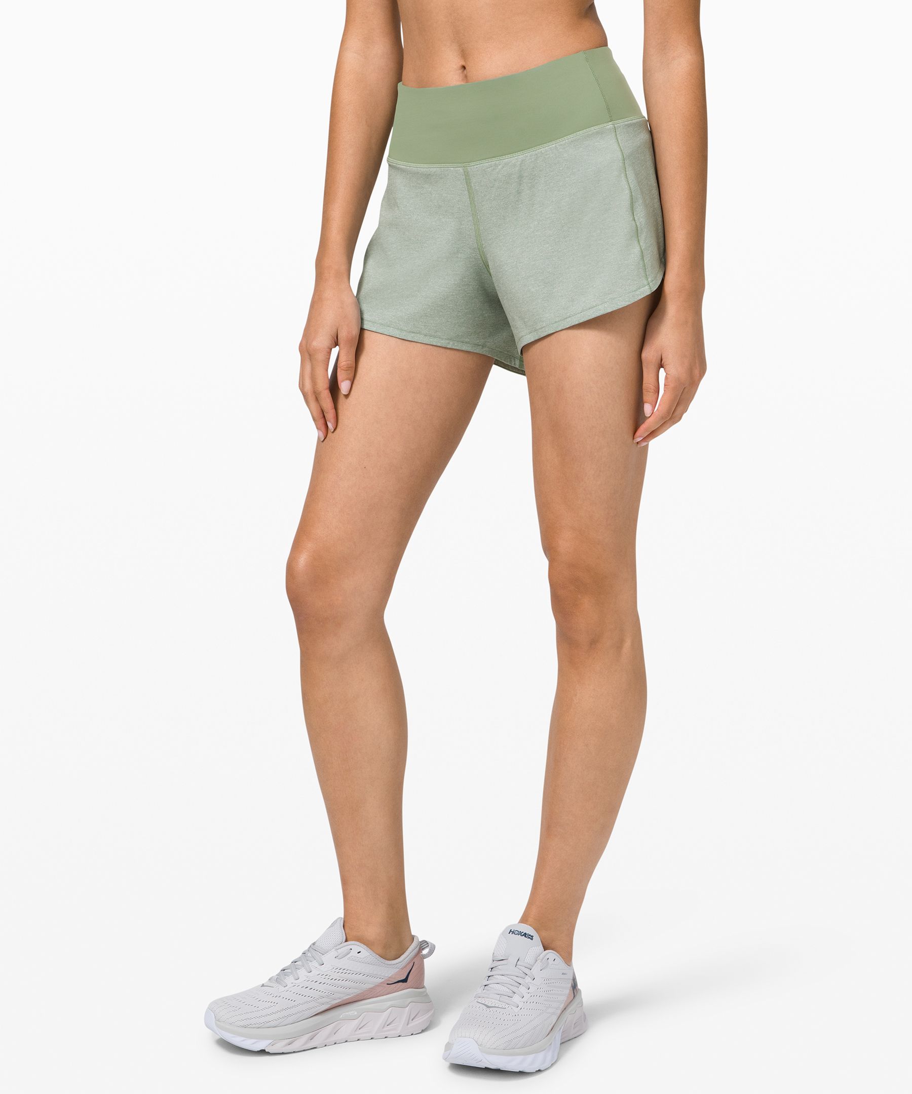 Lululemon Speed Up Short Long *4" Updated Fit In Green