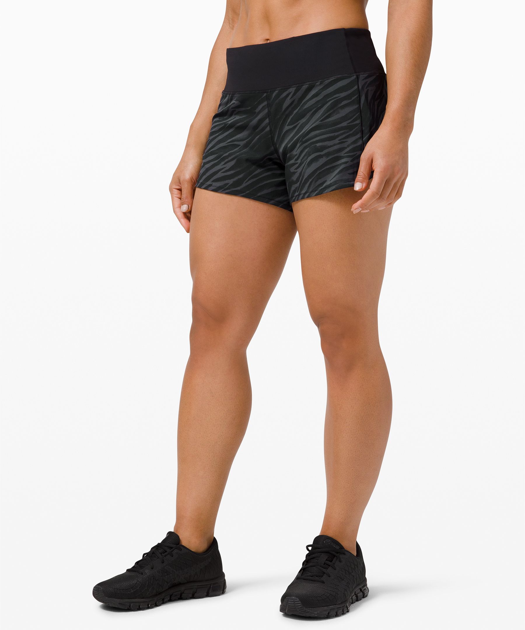 Lululemon Speed Up Mid-rise Short 4" In Le Tigre Camo Deep Coal Multi/black