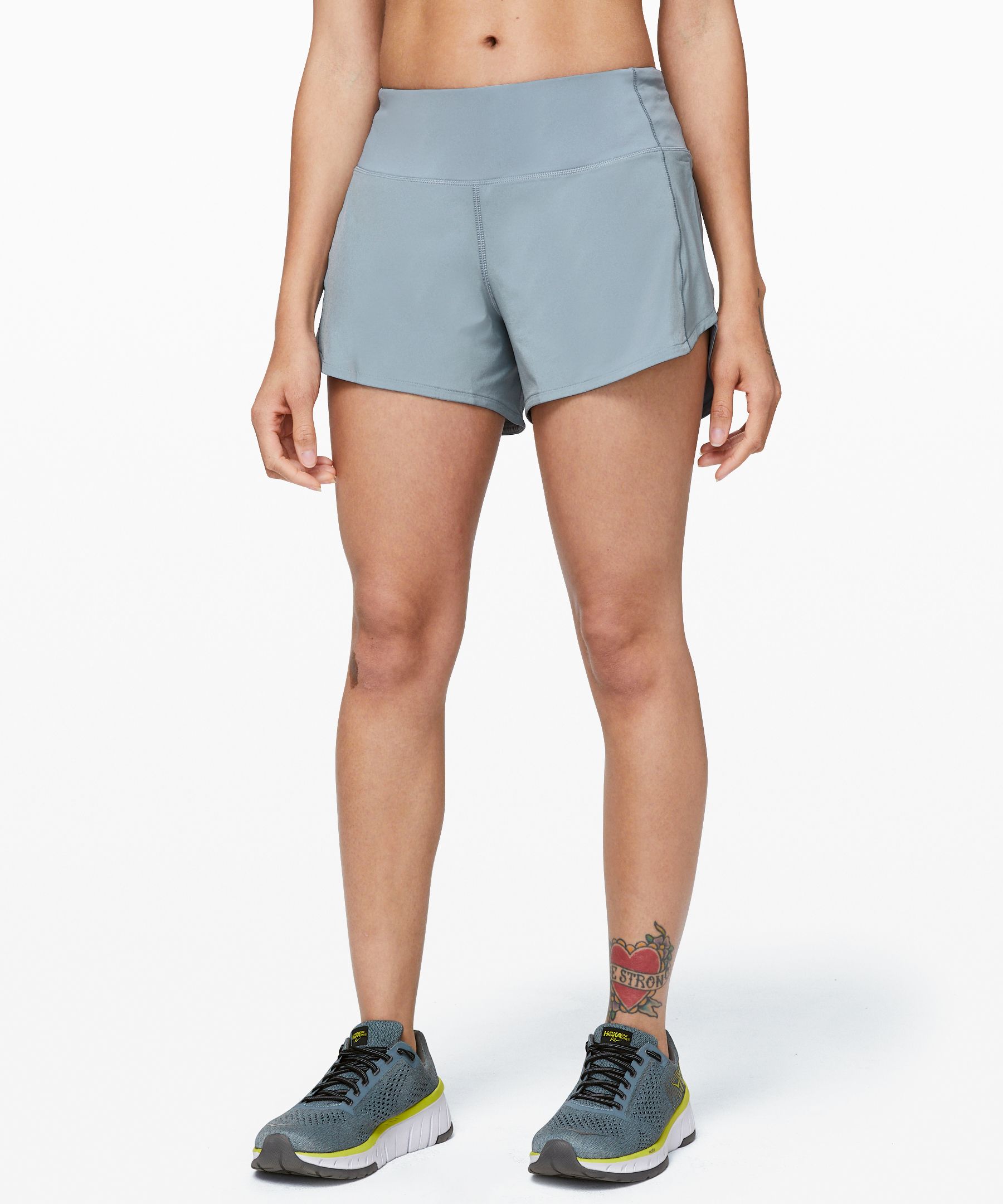 Lululemon Athletica Women's 4 Athletic Running Shorts Gray Stretch Zip  Pocket X1