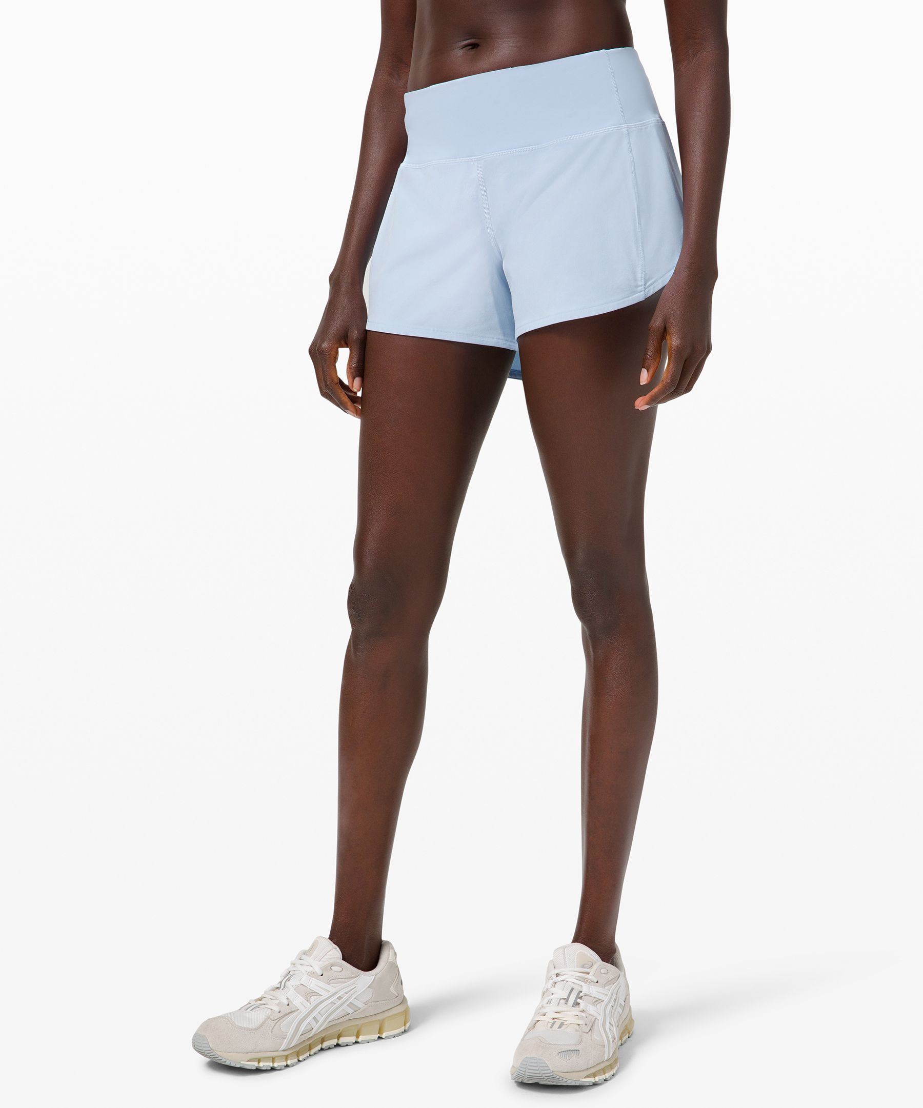 Lululemon Speed Up Mid-rise Lined Shorts 4" In Blue Linen