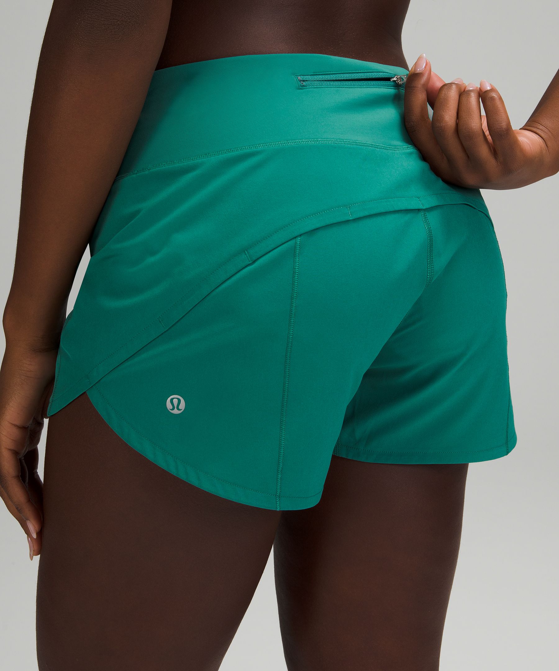 Lululemon 2022 Speed Up Mid Rise Women's Green Running Abstract Size 6  Shorts - Article Consignment