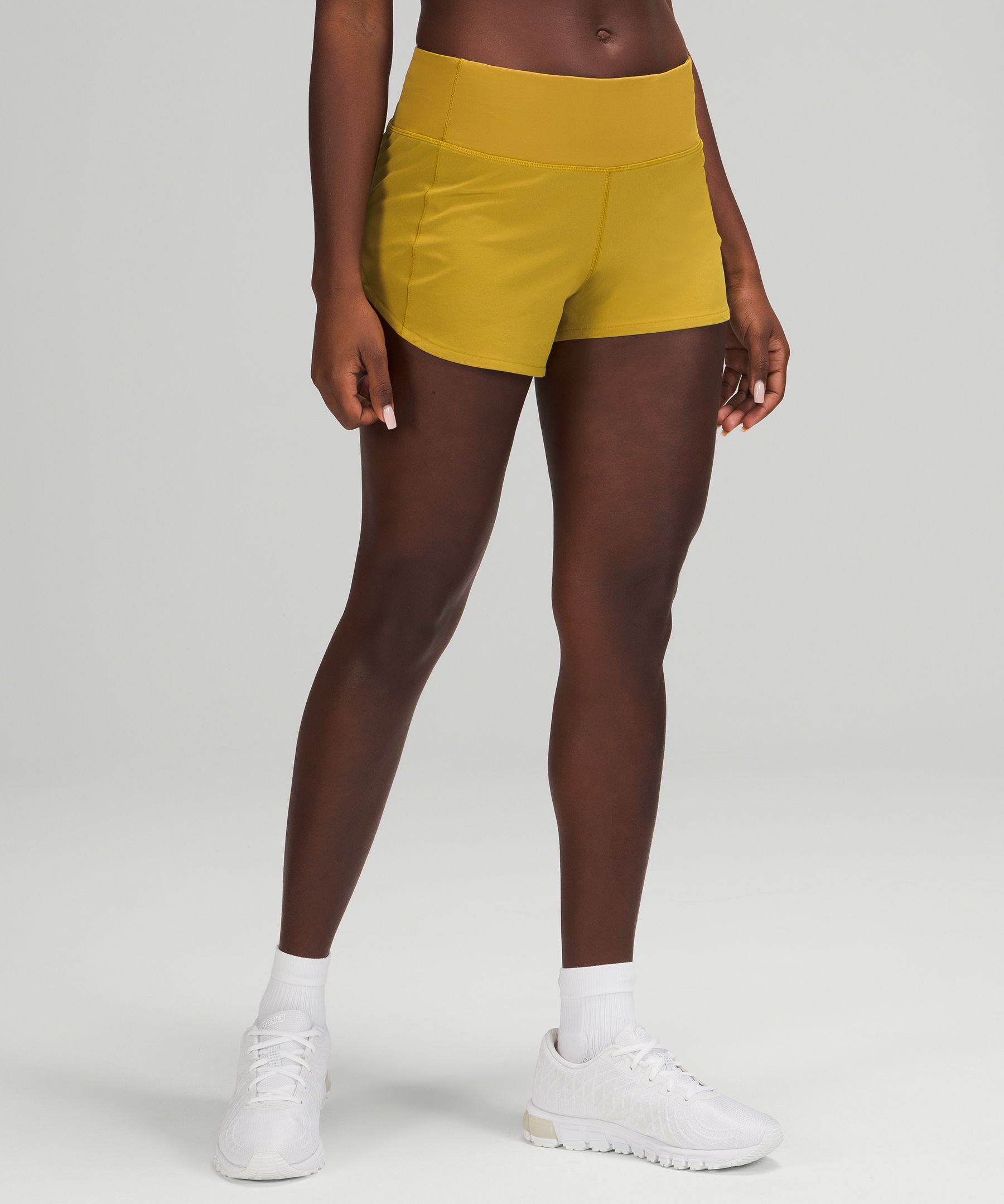 Lululemon Speed Up Mid-rise Lined Shorts 4" In Auric Gold
