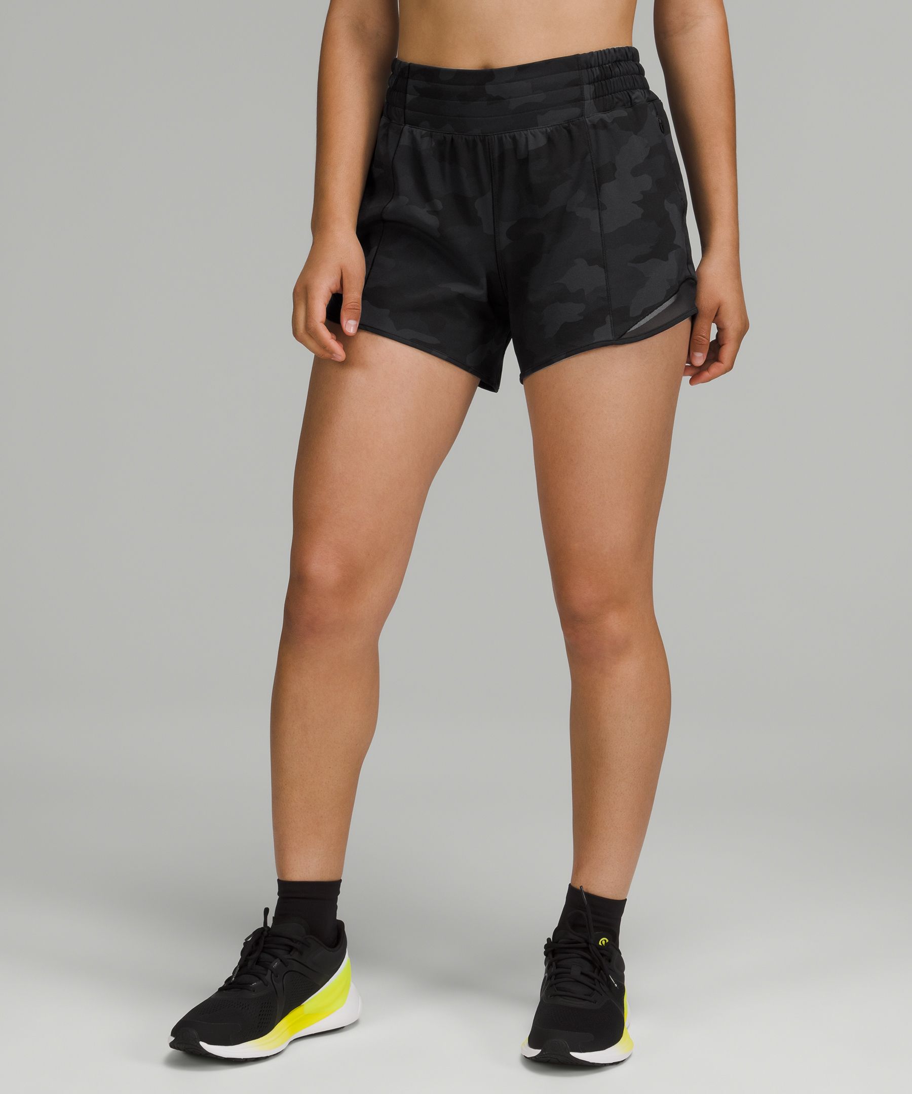 Lululemon Hotty Hot High-rise Lined Shorts 4" In Heritage 365 Camo Deep Coal /black