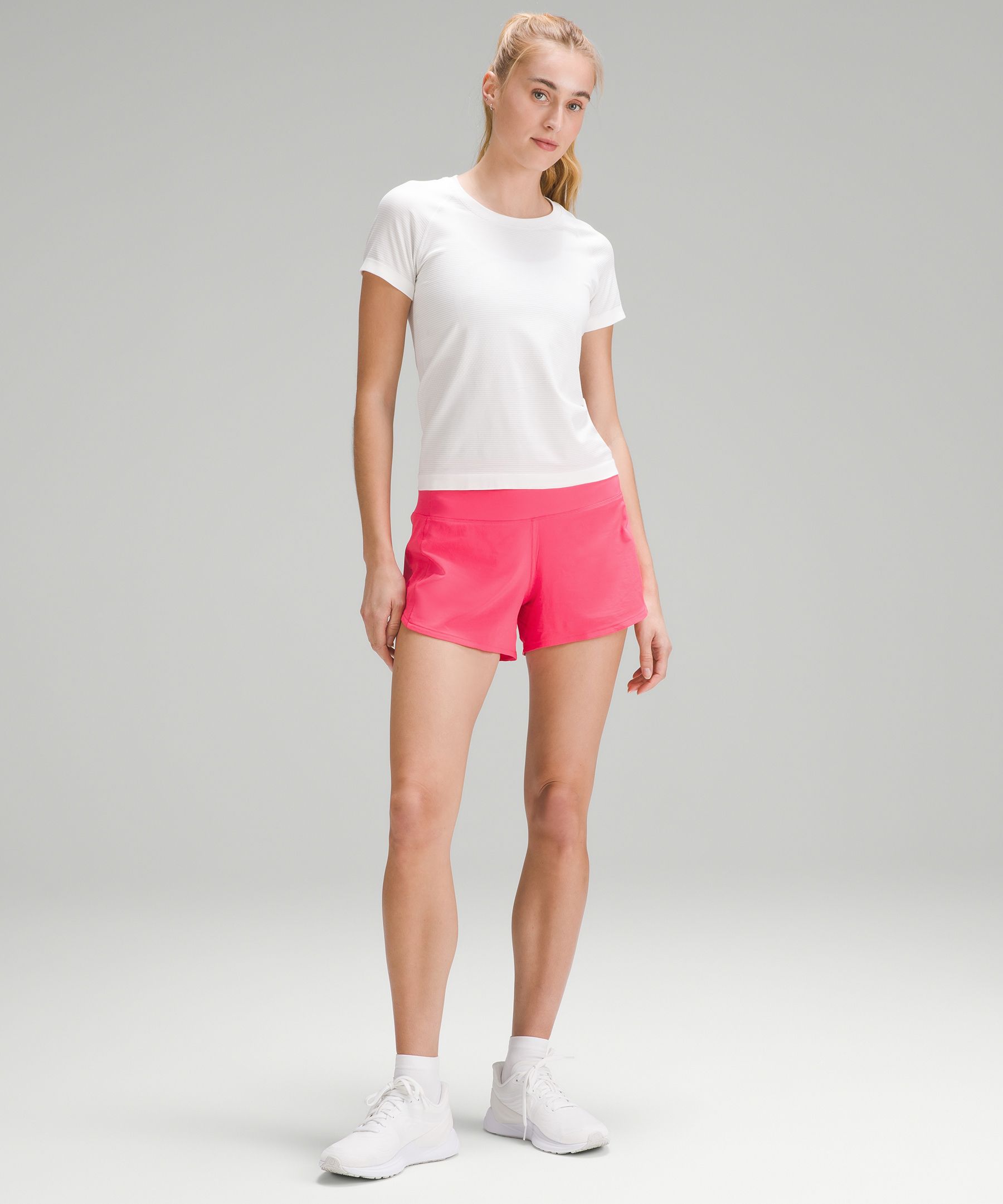 eczipvz Workout Shorts Women's Plaid Print Elastic High Waist Wide Leg  Casual Shorts Hot Pink,M 