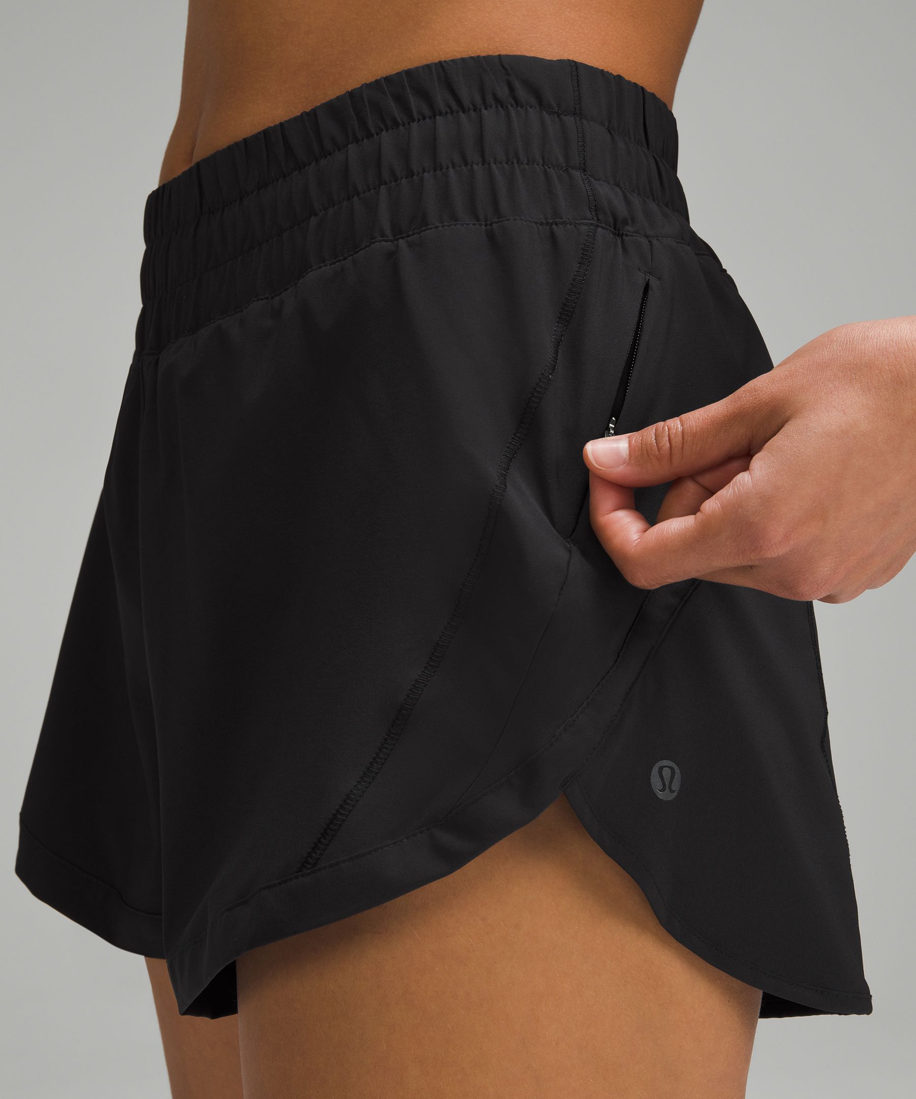 Lululemon Track That High-rise Lined Shorts 3 In Black