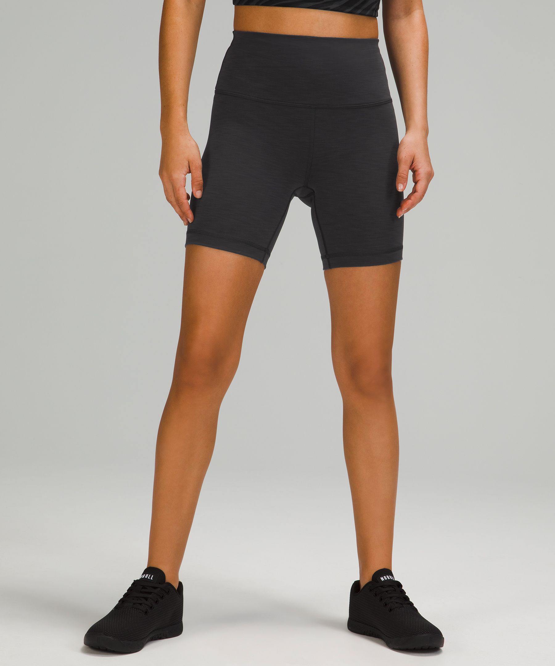 Lululemon Wunder Train High-rise Shorts 6 In Heathered Black