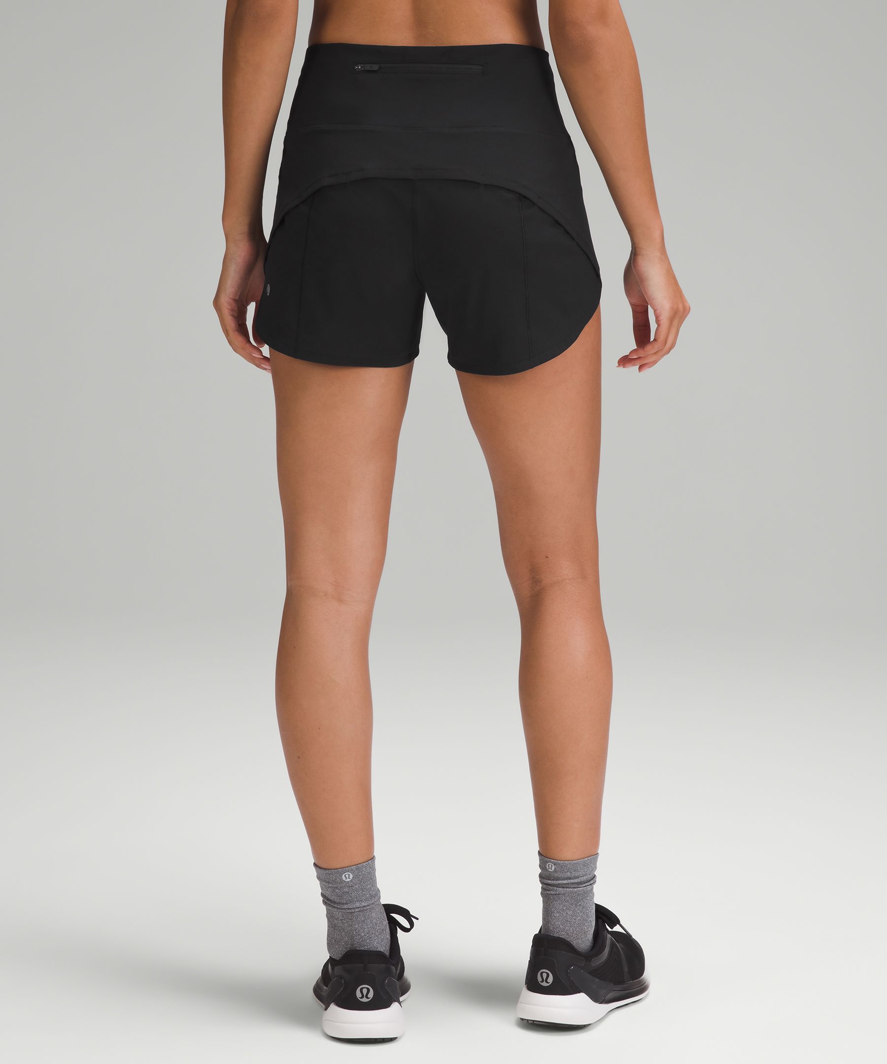 Lululemon Speed Up High-rise Lined Shorts 4 In Heather Lux Black