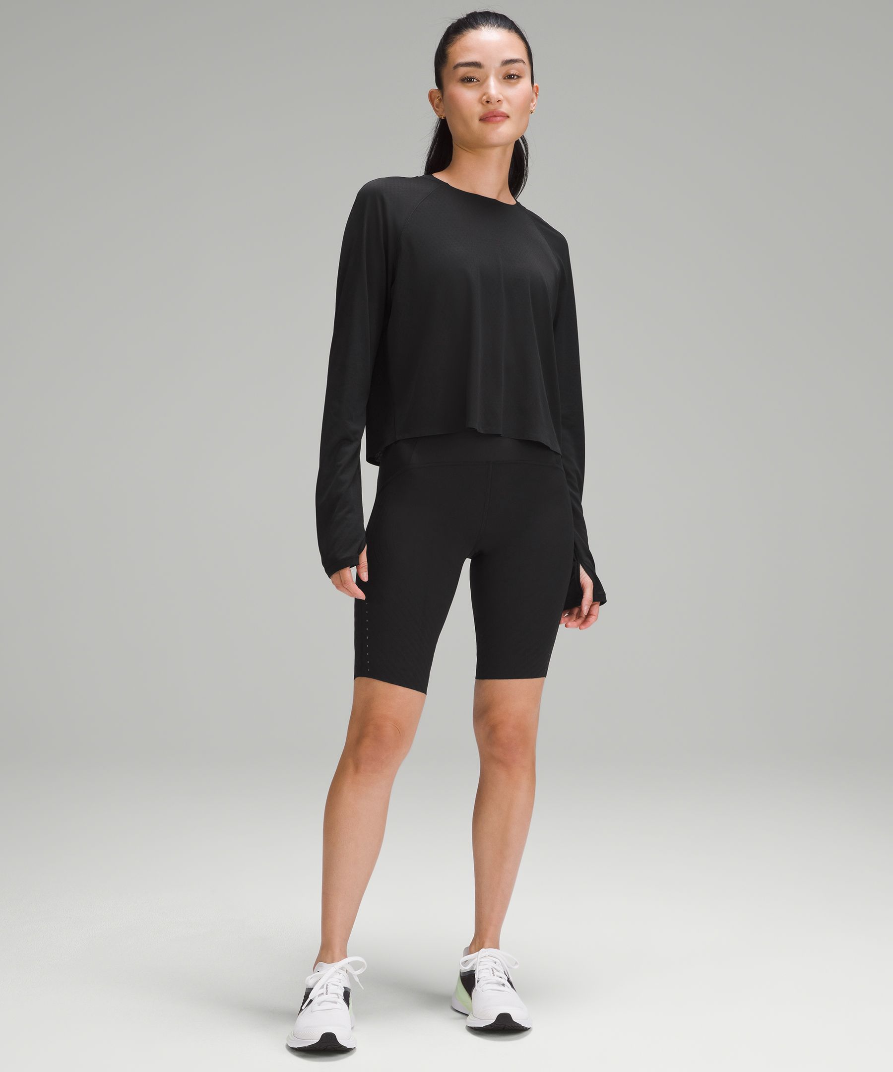 Lululemon SenseKnit Running High-Rise Short 10 - Black - lulu