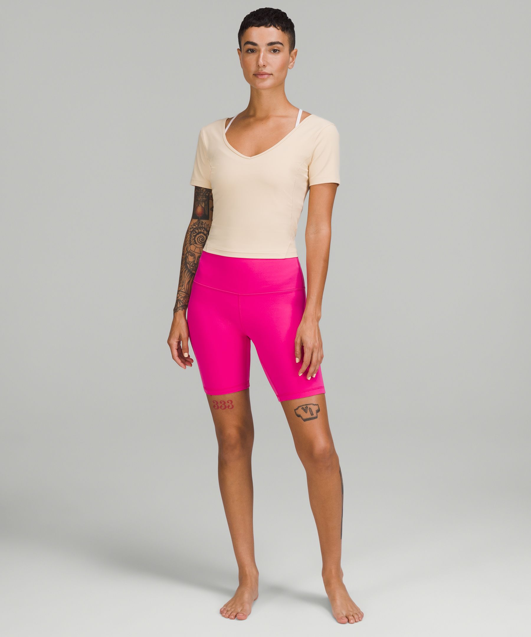 On Wednesdays we wear pink 💕🎀 Nulu Cropped Slim Yoga SS in Pink Mist &  Align Crop 21” in Deep Fuschia : r/lululemon