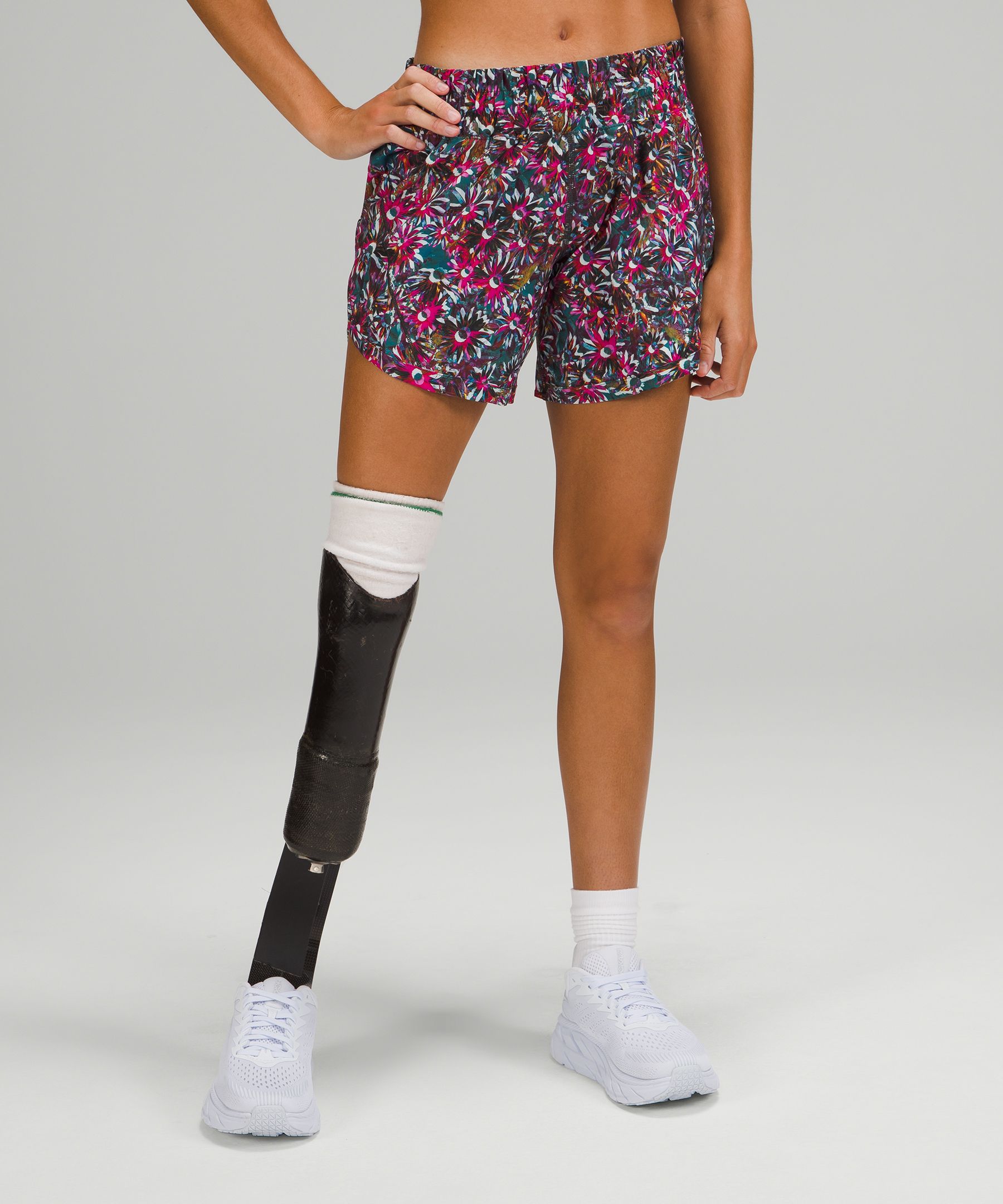 Lululemon Track That Mid-rise Lined Shorts 5" In Floral Electric