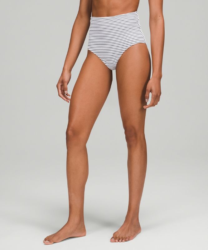 Culotte bikini couverture moyenne et taille haute tissu gaufré