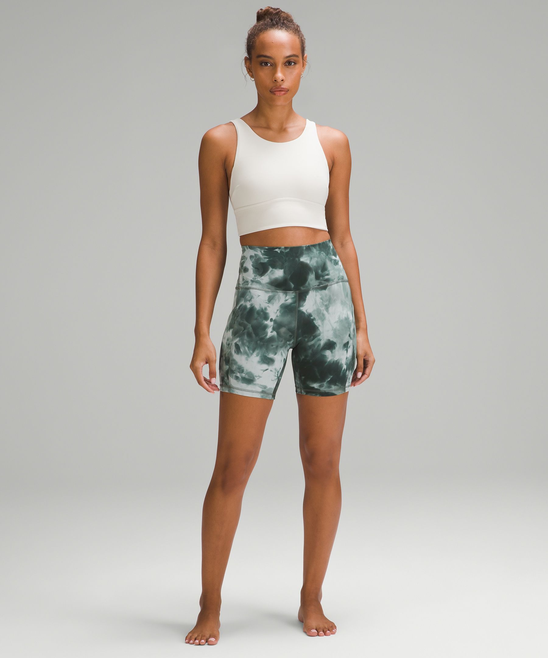 Lululemon Nulu™ Cropped Slim Yoga Short Sleeve Sz 6 Grey Sage/Camo