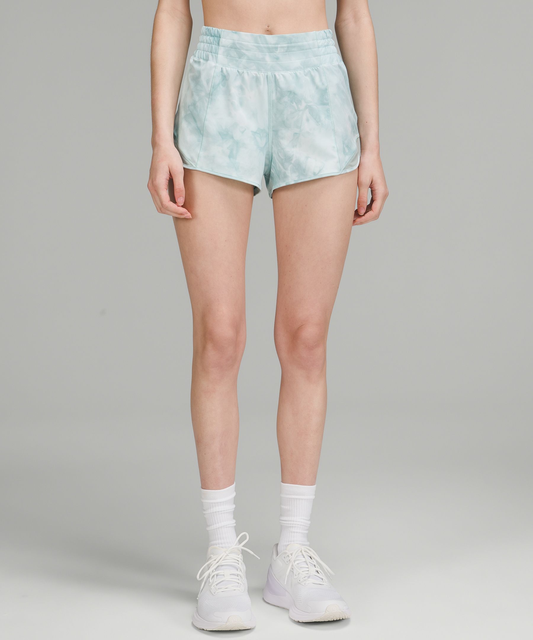 Lululemon Hotty Hot High-rise Lined Shorts 2.5" In Diamond Dye White Sheer Blue Silver Blue/silver Blue