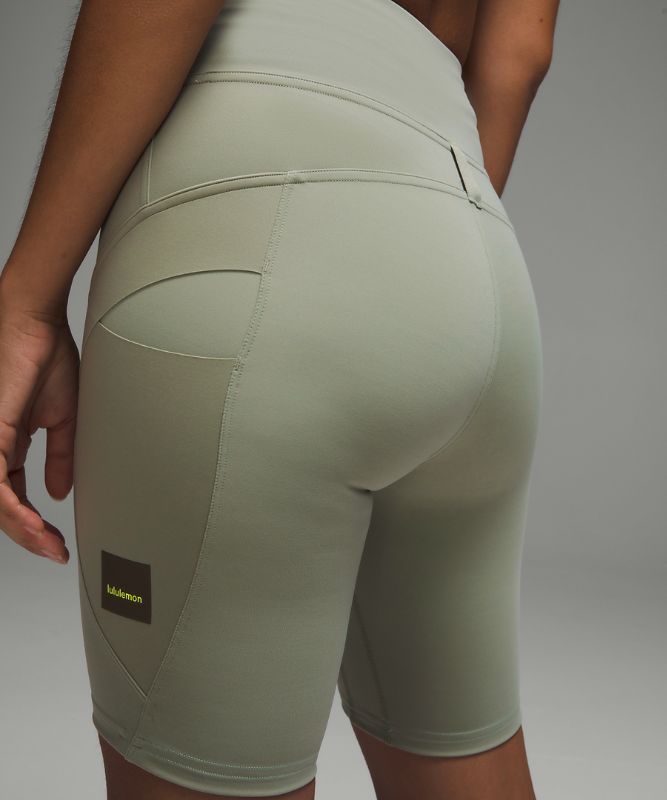 Pantalones cortos de senderismo estilo cargo de talle superalto, 20 cm