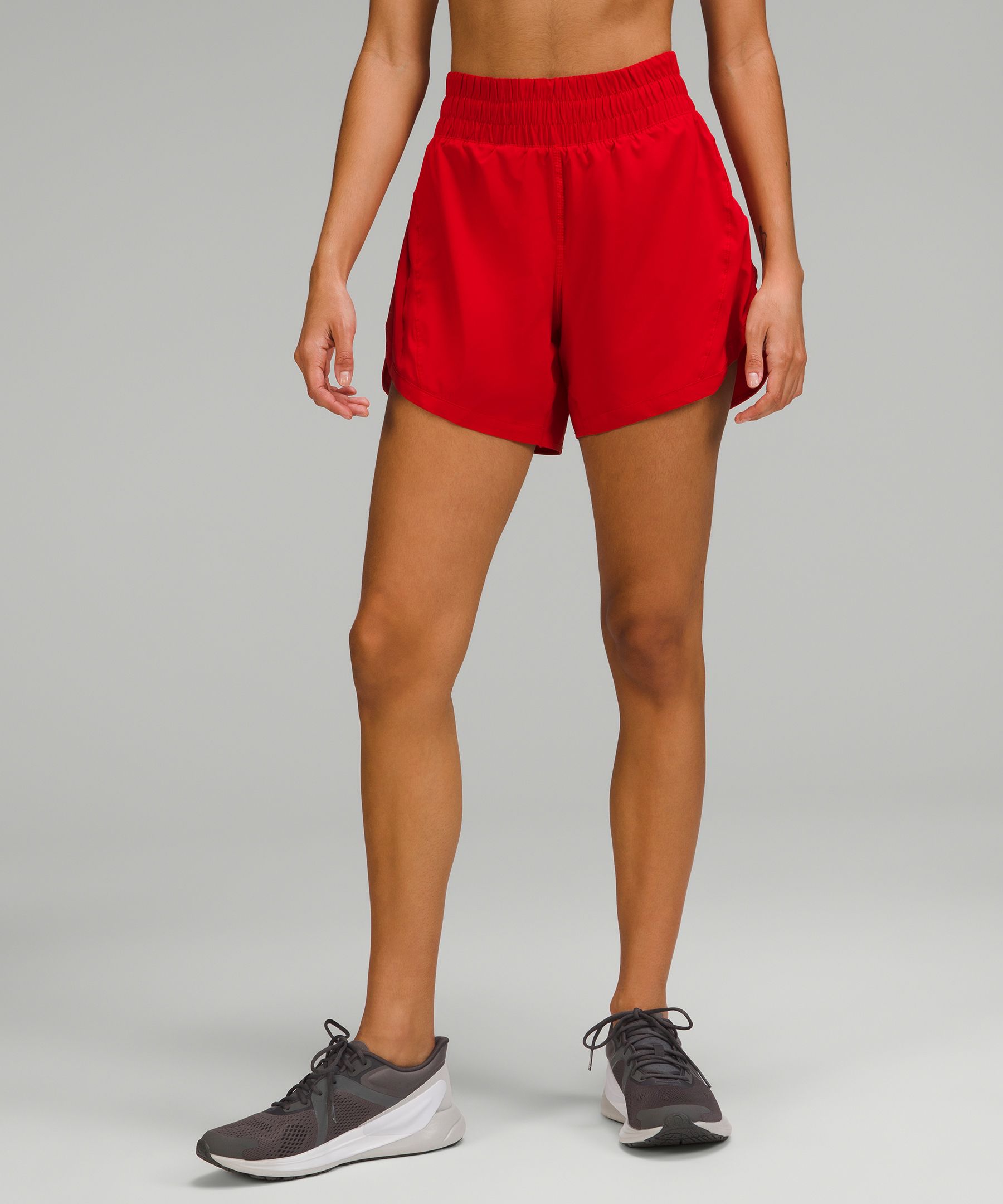 Lululemon Track That High-rise Lined Shorts 5" In Dark Red