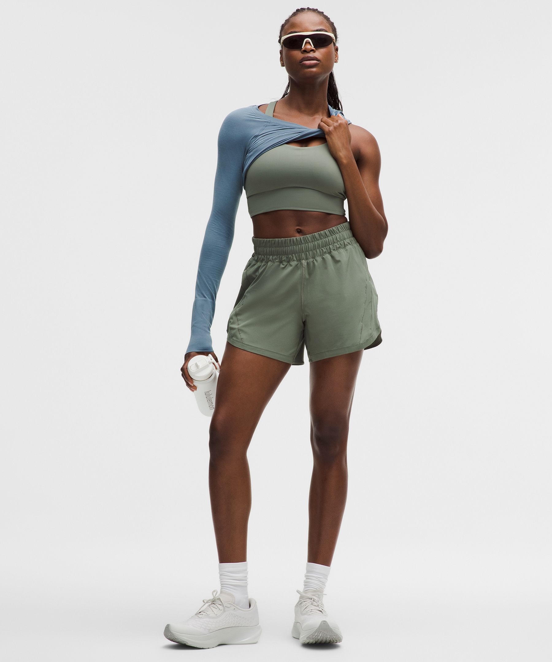 lululemon – Women’s Track That High-Rise Lined Shorts – 5″ – Color Green/Pastel – Size 22