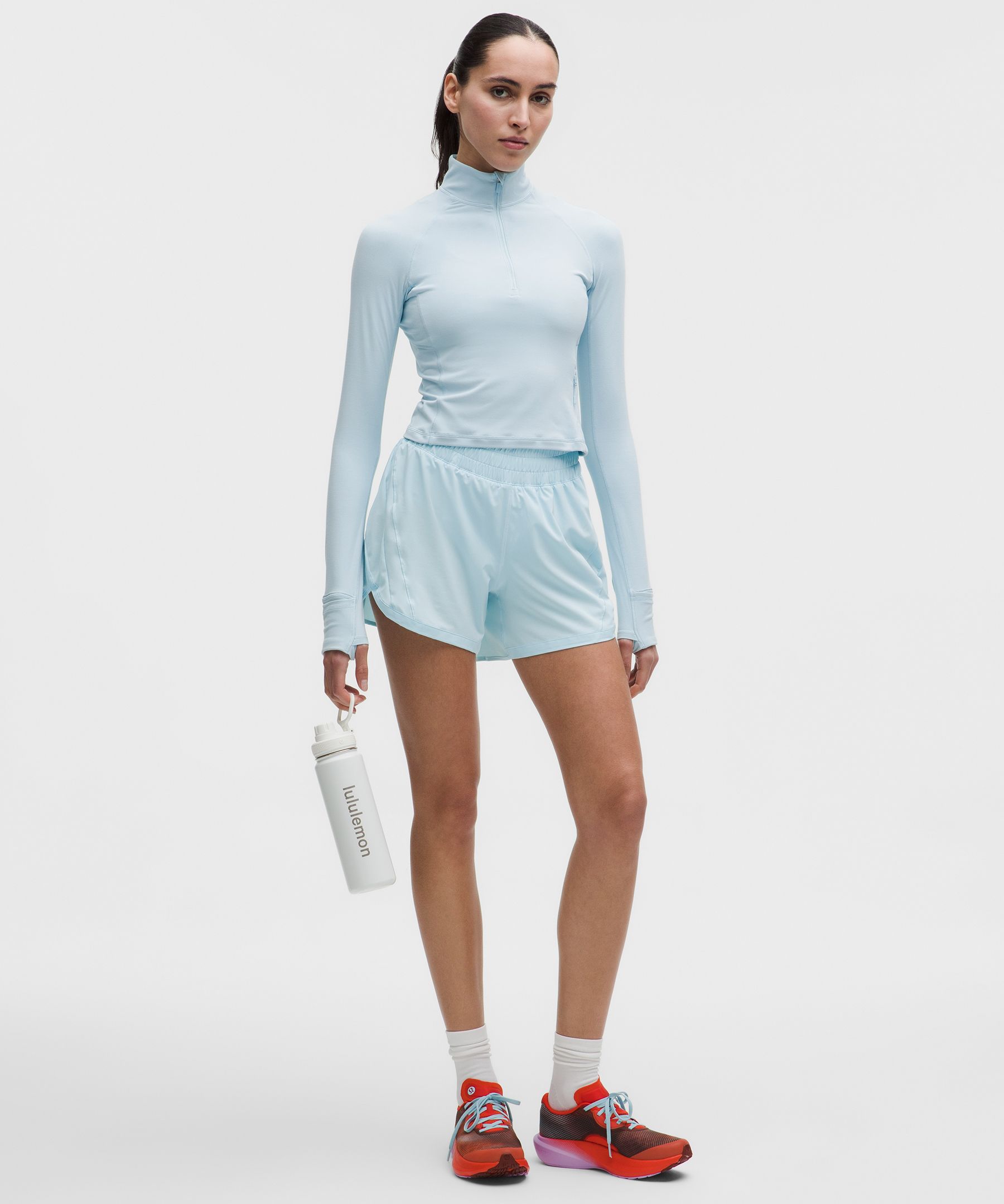 lululemon – Women’s Track That High-Rise Lined Shorts – 5″ – Color Blue – Size 8