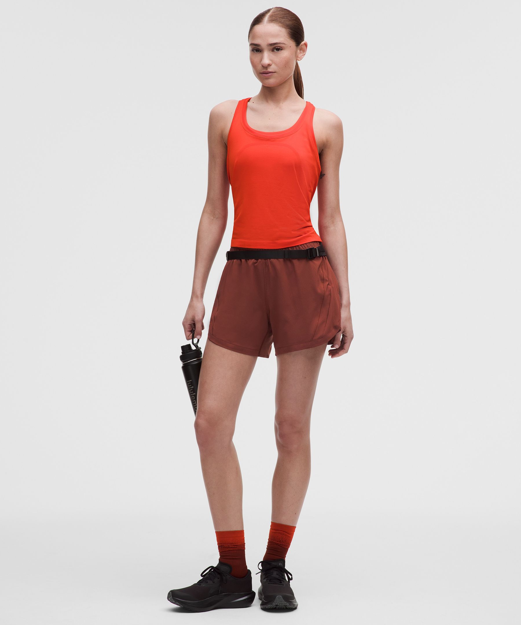 lululemon – Women’s Track That High-Rise Lined Shorts – 5″ – Color Red – Size 4