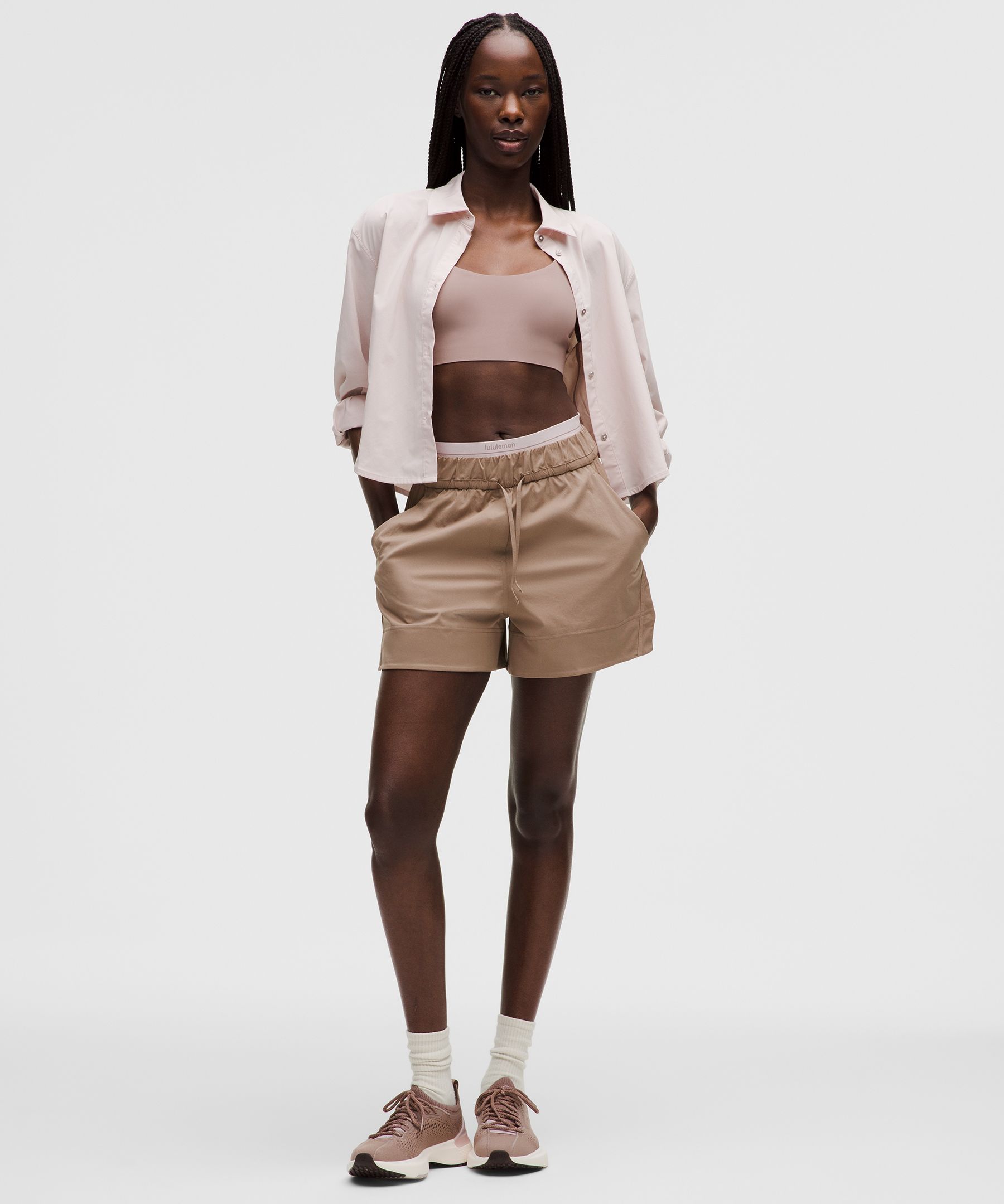 Cinchable Waist High-Rise Woven Short 3.5"