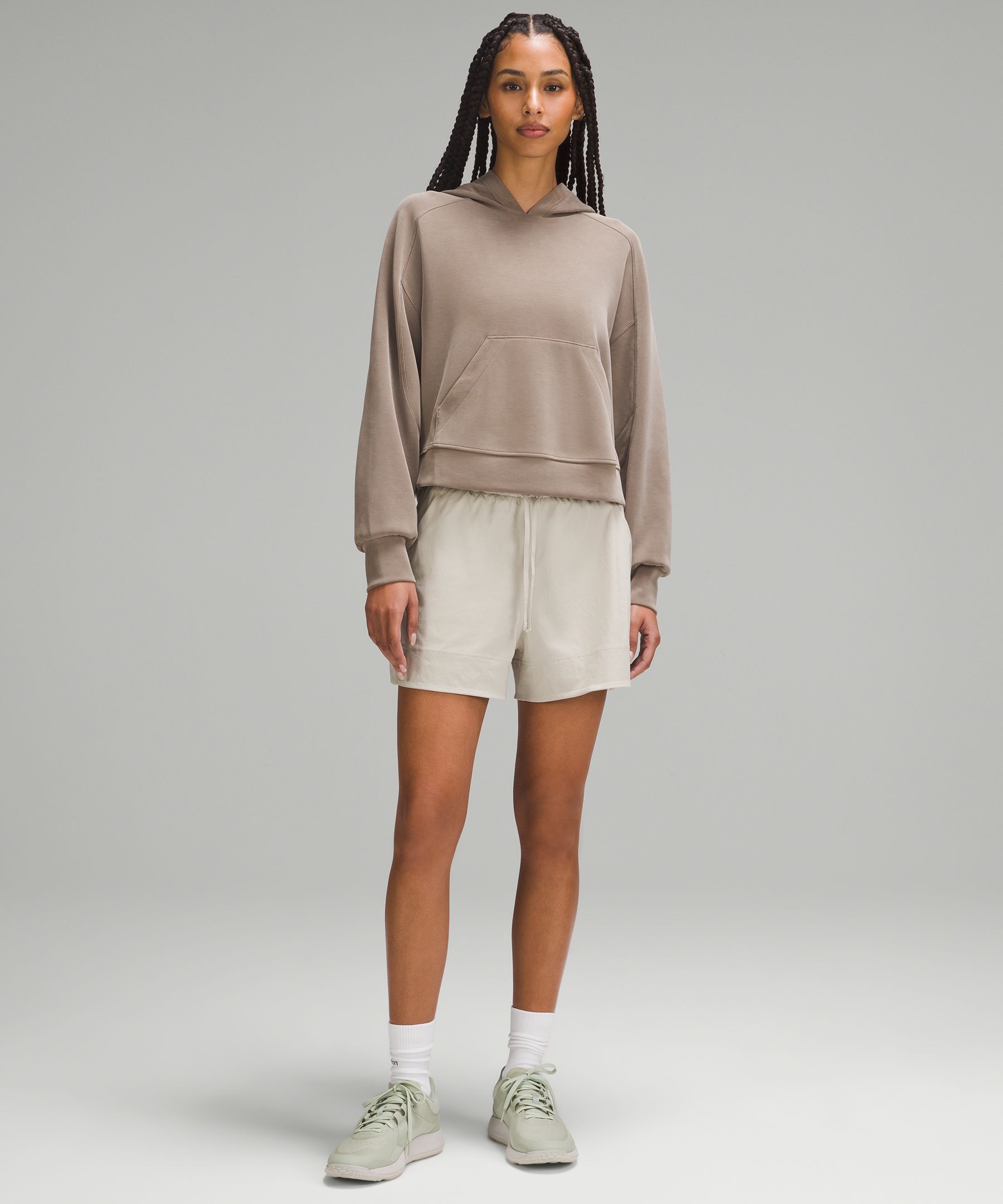 grey lululemon shorts size 8 4 inch inseam Perfect - Depop