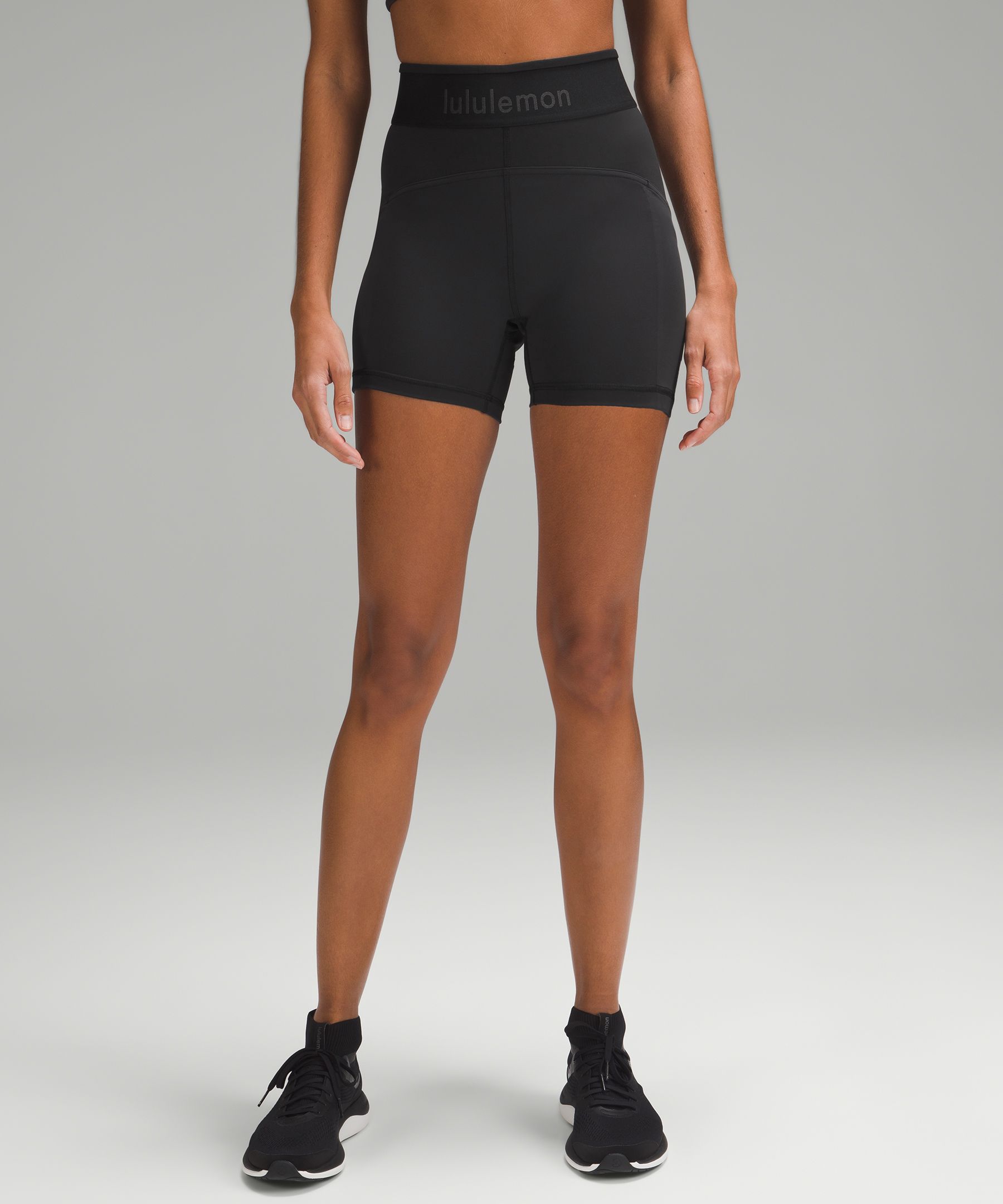 Lululemon Logo Waistband Everlux Training Crop 15 - Black - lulu fanatics