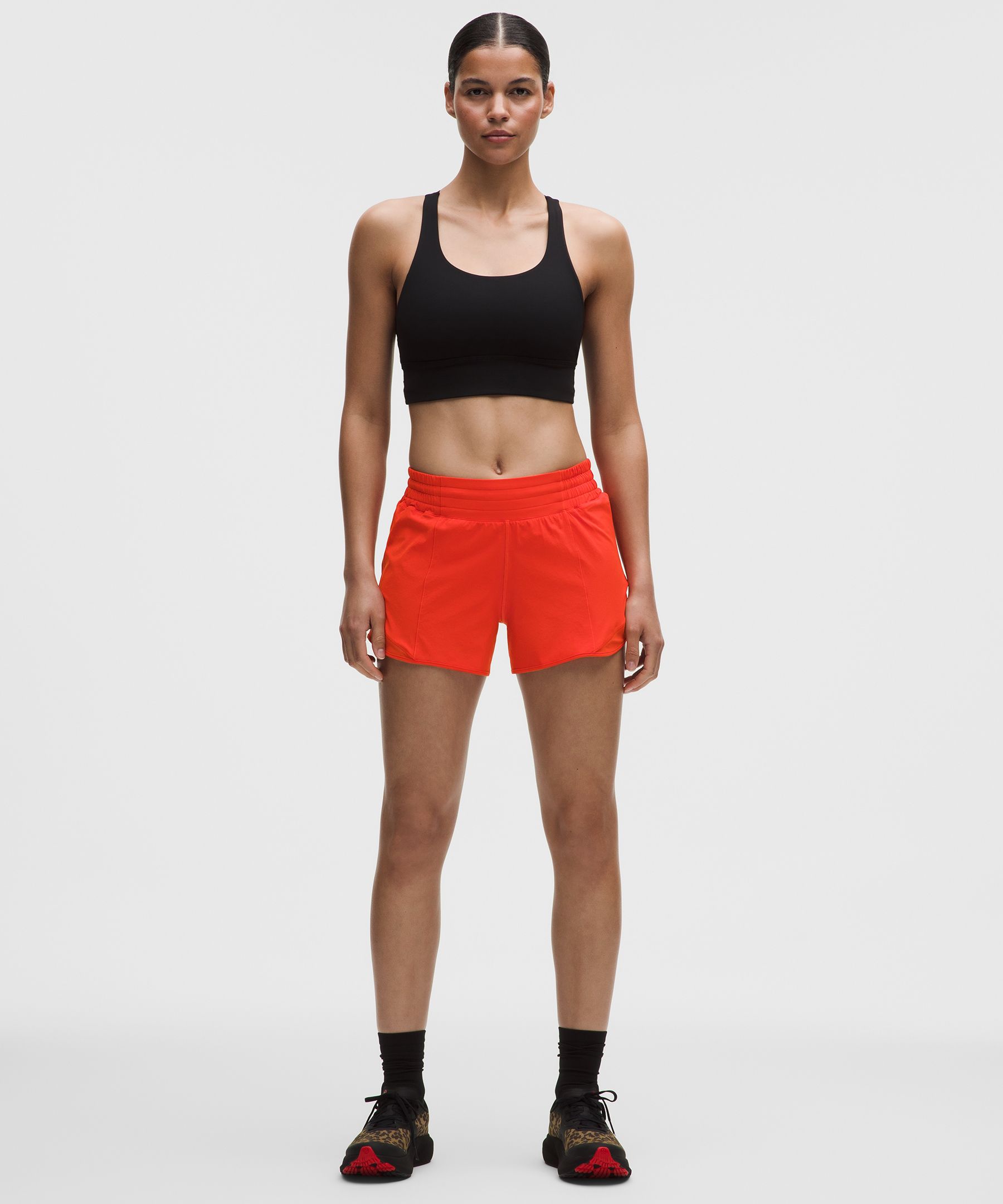lululemon – Women’s Hotty Hot High-Rise Lined Shorts – 4″ – Color Red – Size 14