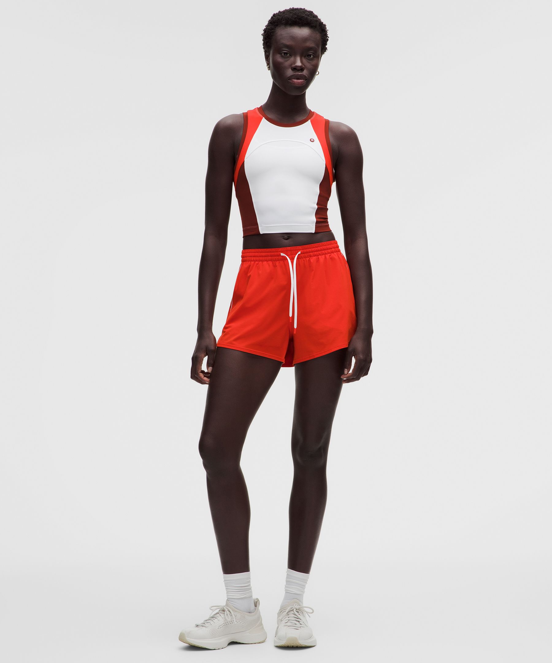 lululemon – Women’s Court Rival High-Rise Shorts – 3″ – Color White/Red – Size 4
