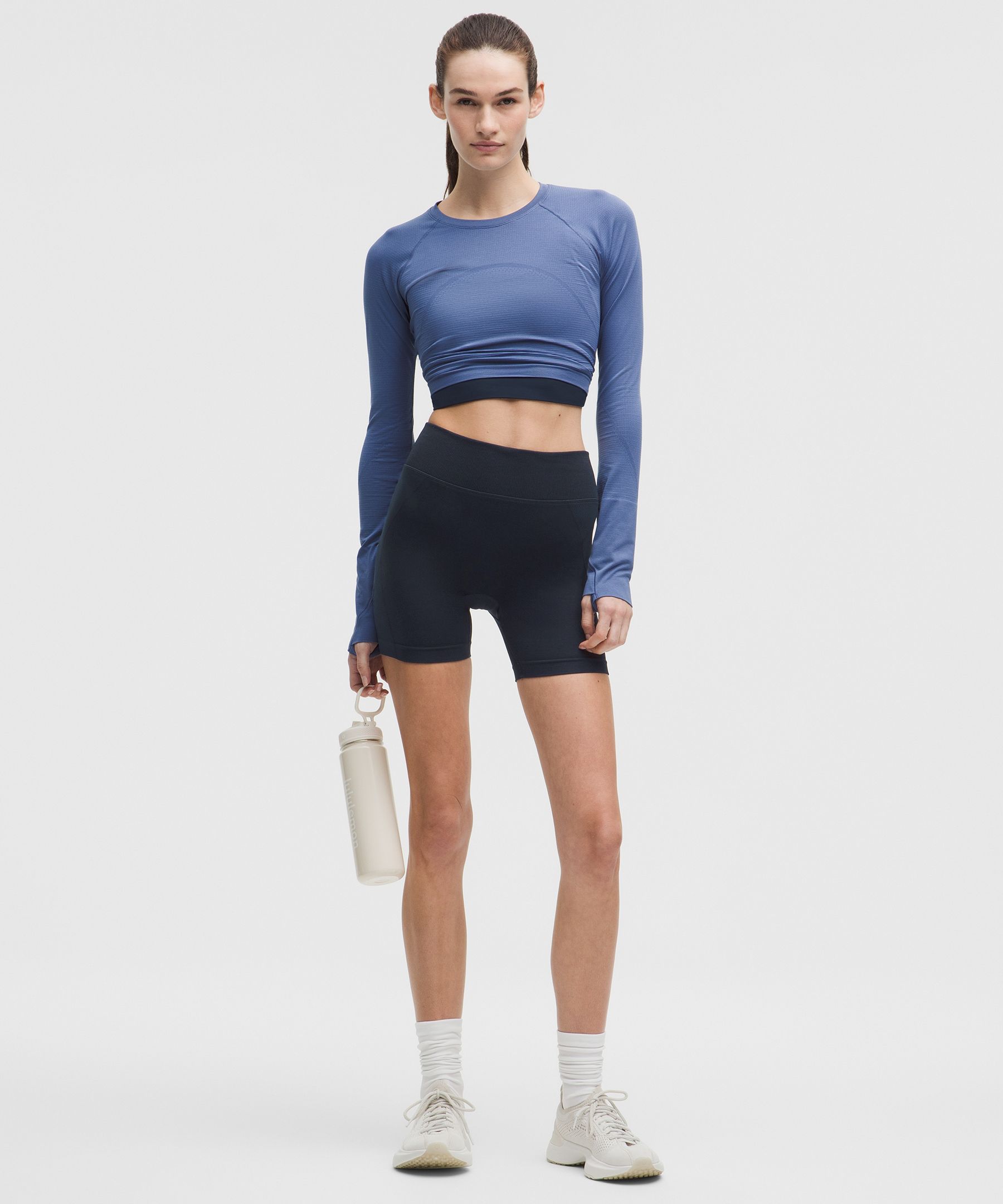 lululemon – Women’s Get Low High-Rise Training Shorts – 5″ – Color Black/Blue – Size 12