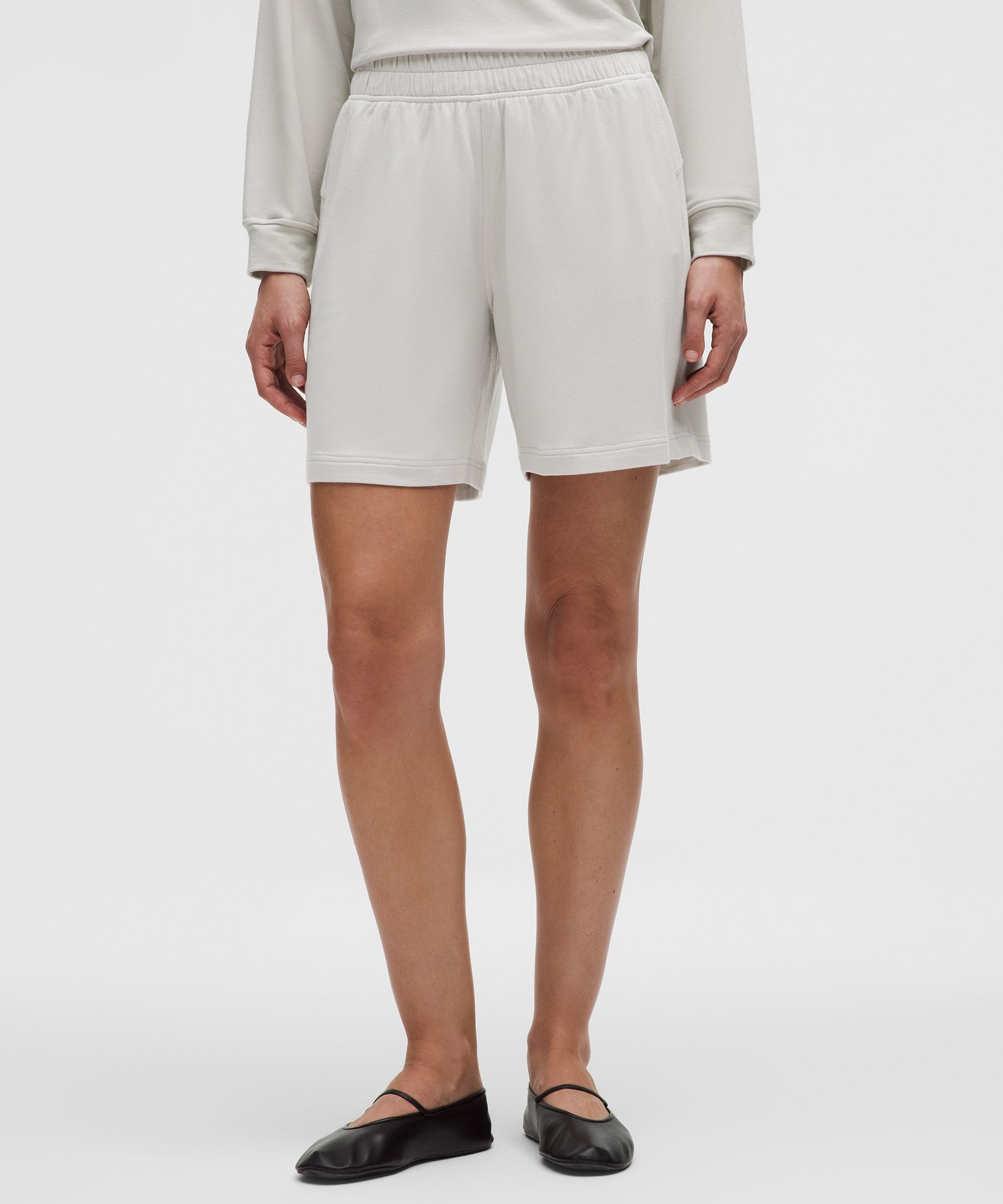 Lululemon Becalm Mid-rise Bermuda Short In White