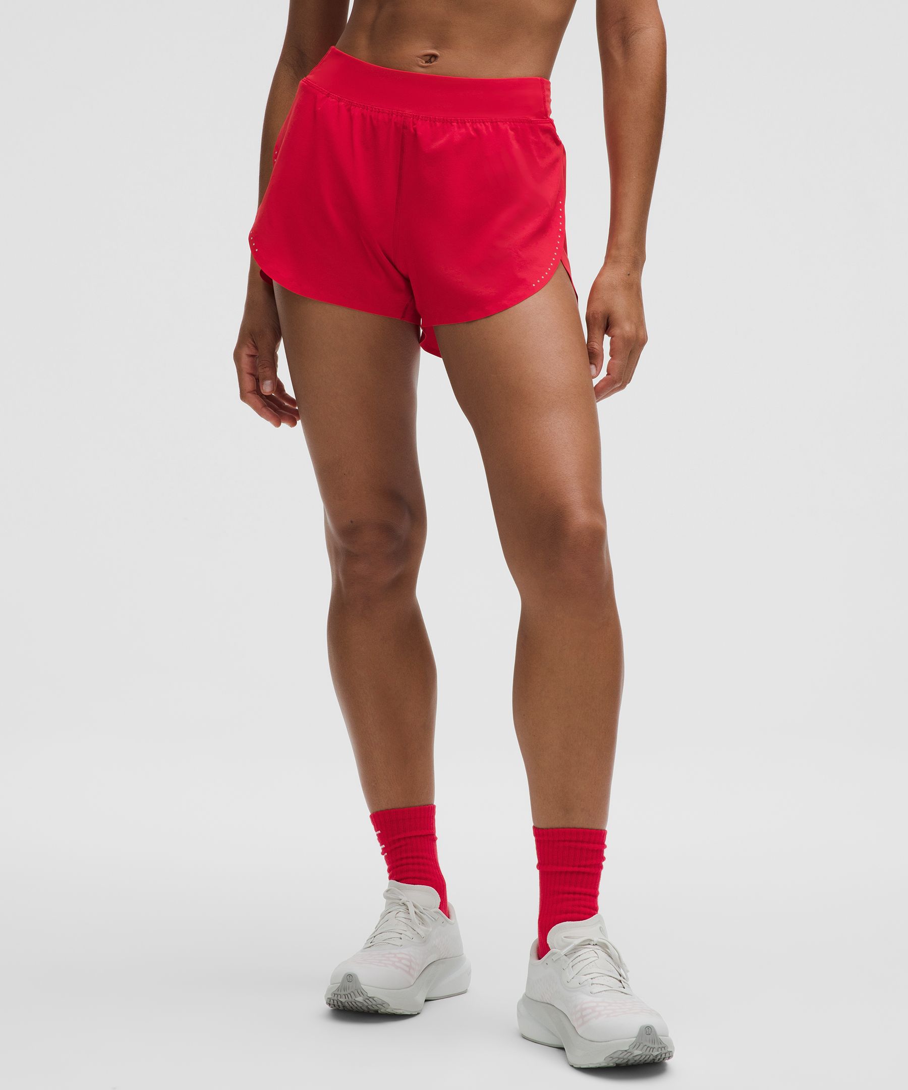 Lululemon Fast And Free High-rise Classic-fit Split Short 3" In Red