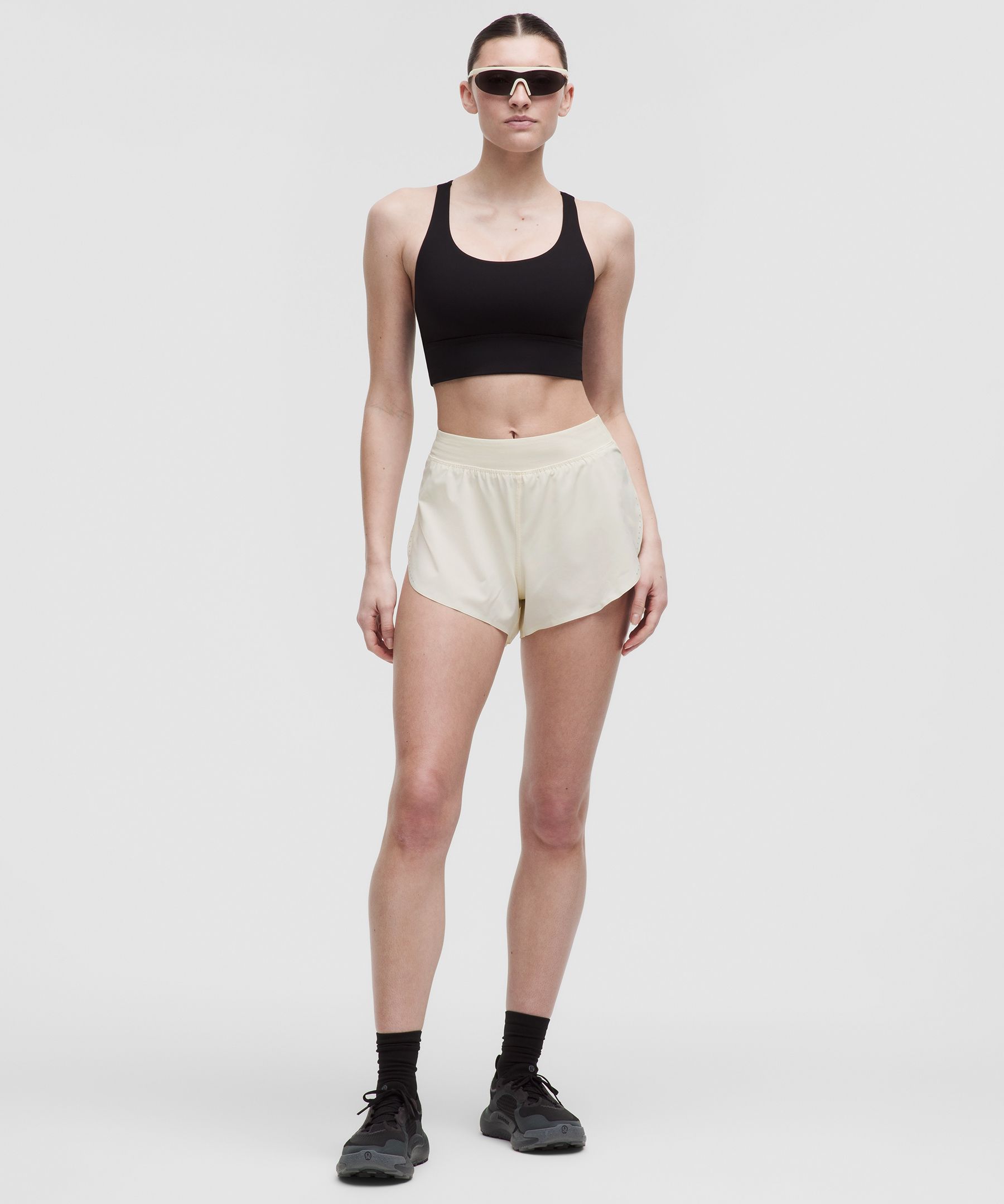 lululemon – Women’s Fast and Free High-Rise Classic-Fit Split Shorts – 3″ – Color White – Size Medium