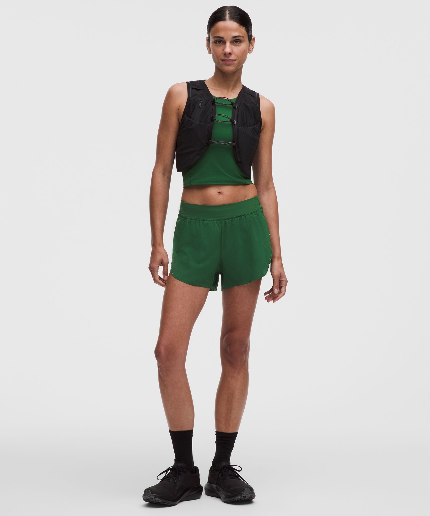 lululemon – Women’s Fast and Free High-Rise Classic-Fit Split Shorts – 3″ – Color Green – Size Medium