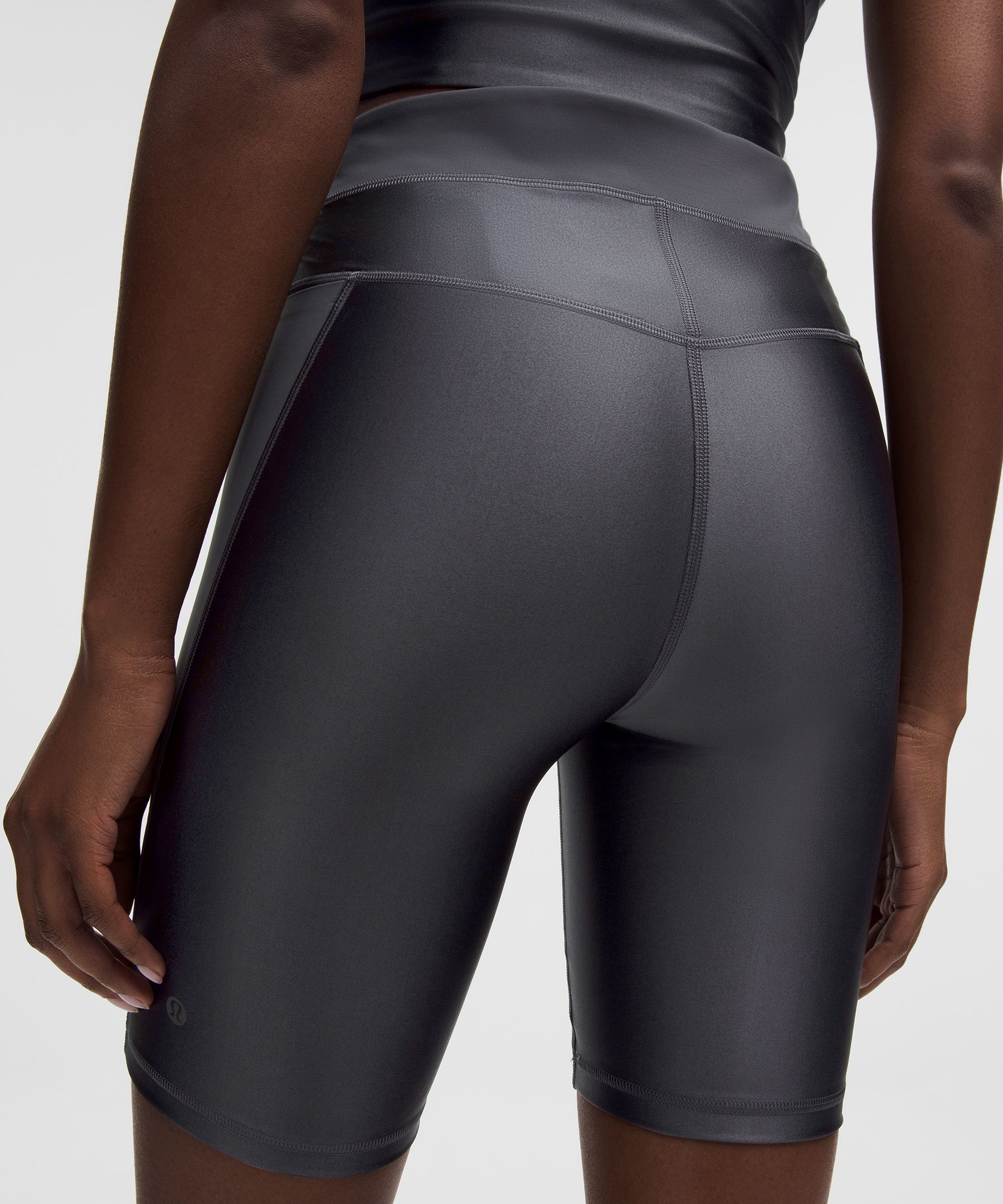 Satin Shine Panelled High-Rise Short 8" *Wordmark