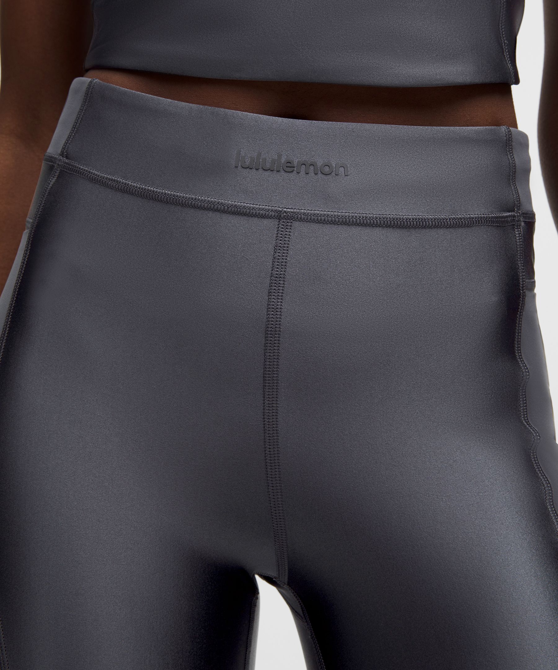 Satin Shine Panelled High-Rise Short 8" *Wordmark