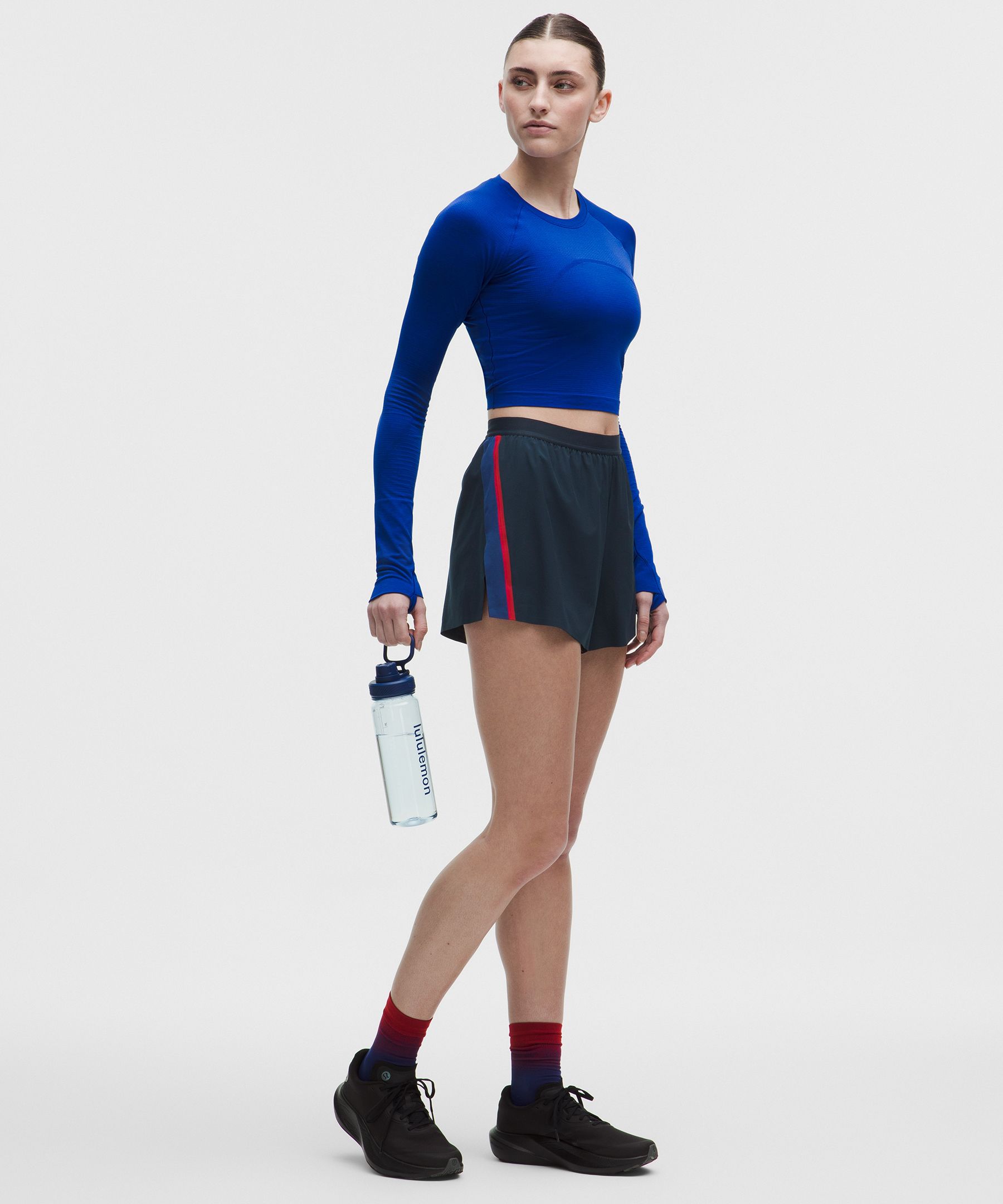 High-Rise Split Short 3" *Stripe