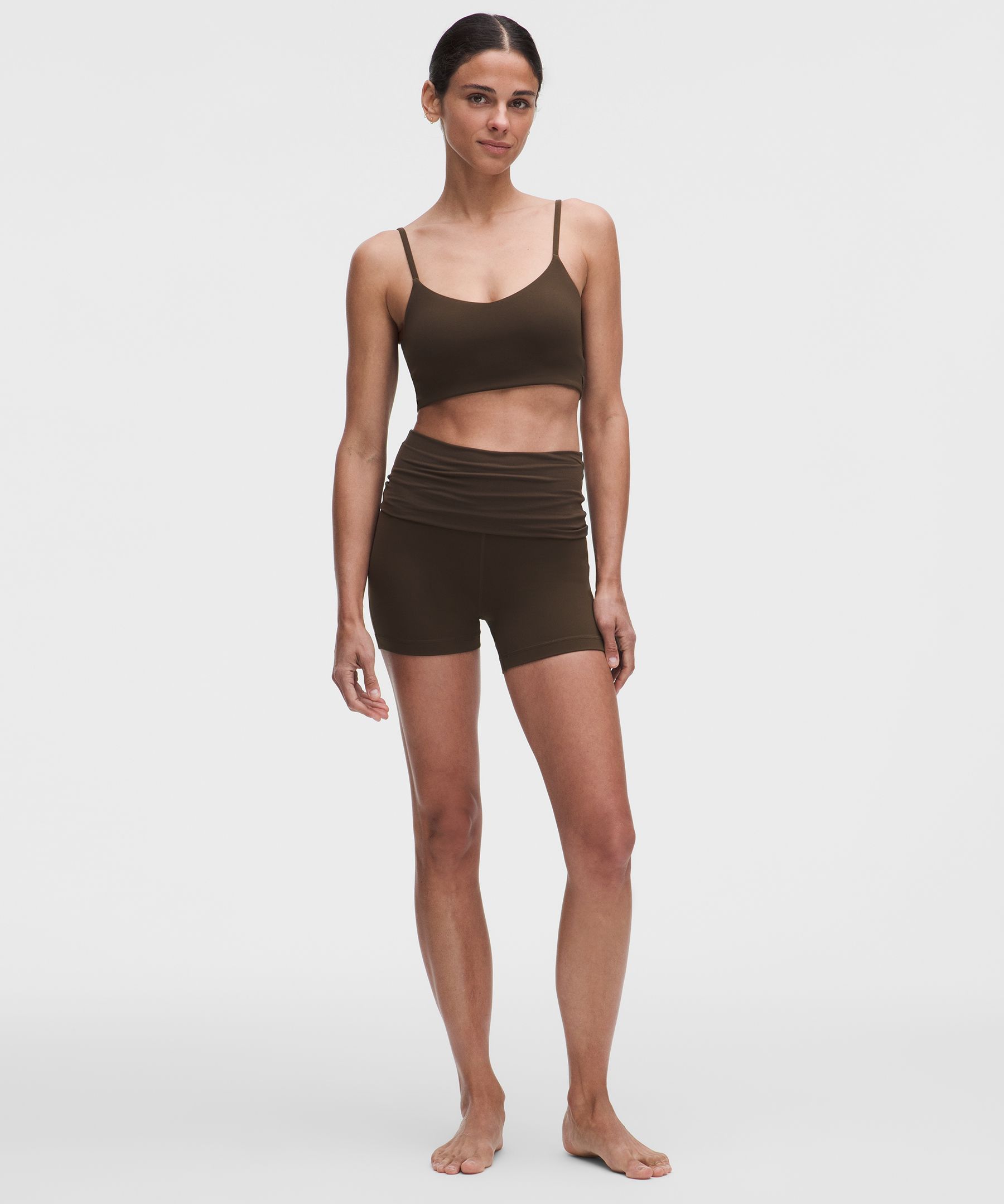 lululemon – Women’s Groove Foldover Mid-Rise Shorts – 4″ – Color Brown – Size 4