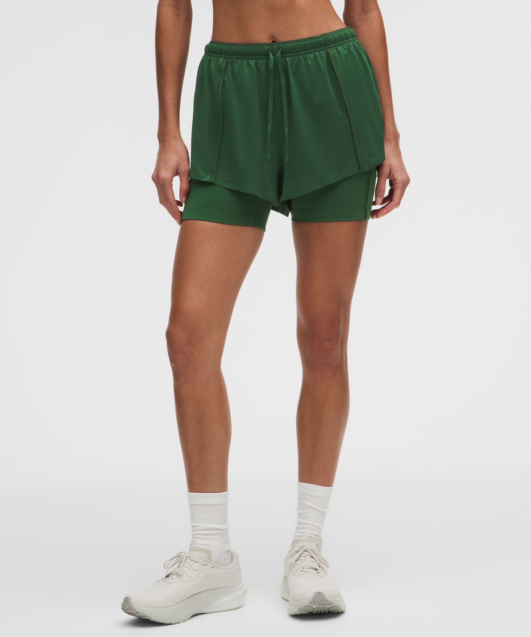 Shorts 2 en 1 ligeros de tiro alto para correr