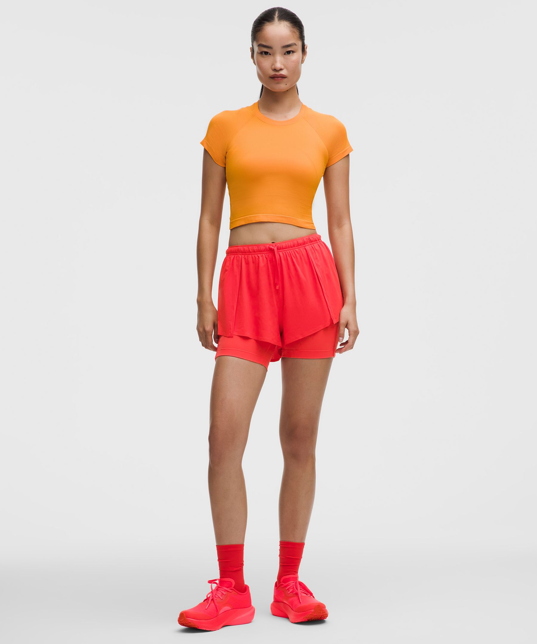 Shorts 2 en 1 ligeros de cintura alta para correr
