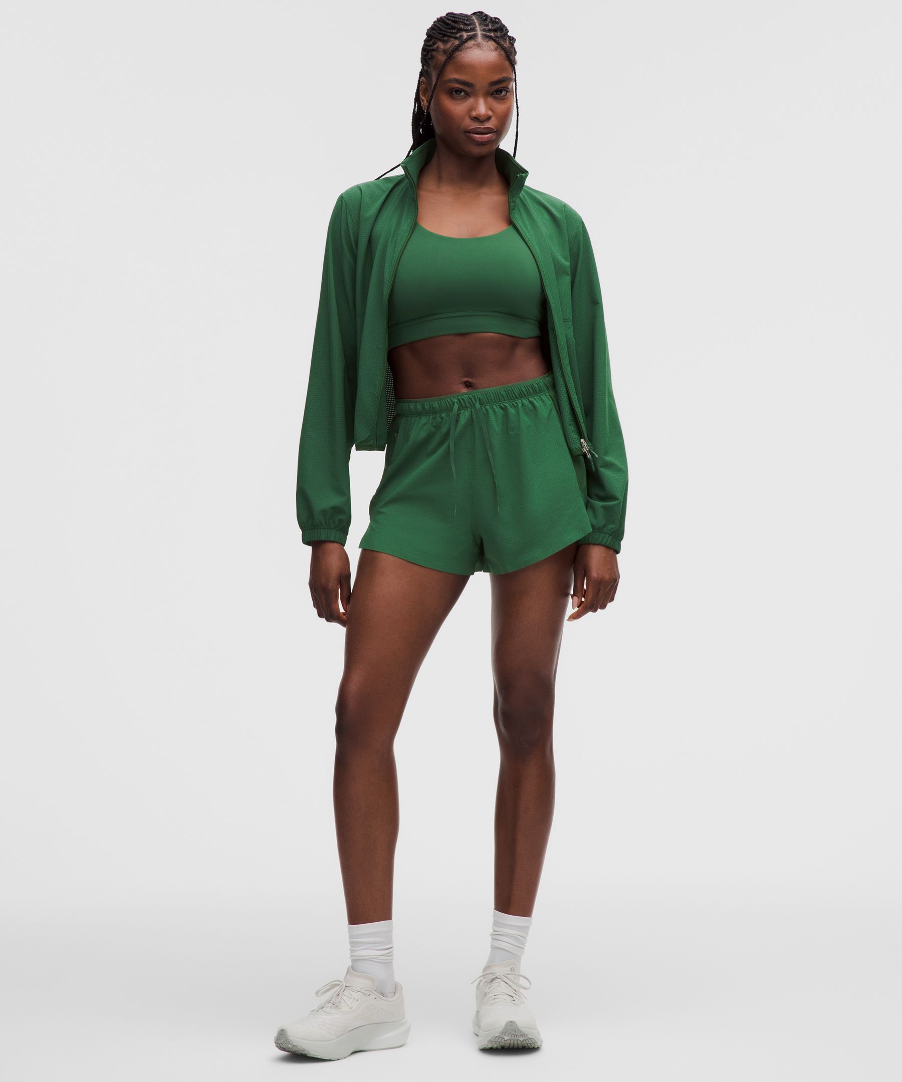 lululemon – Women’s Textured High-Rise Running Shorts – 2.5″ – Color Green – Size 6