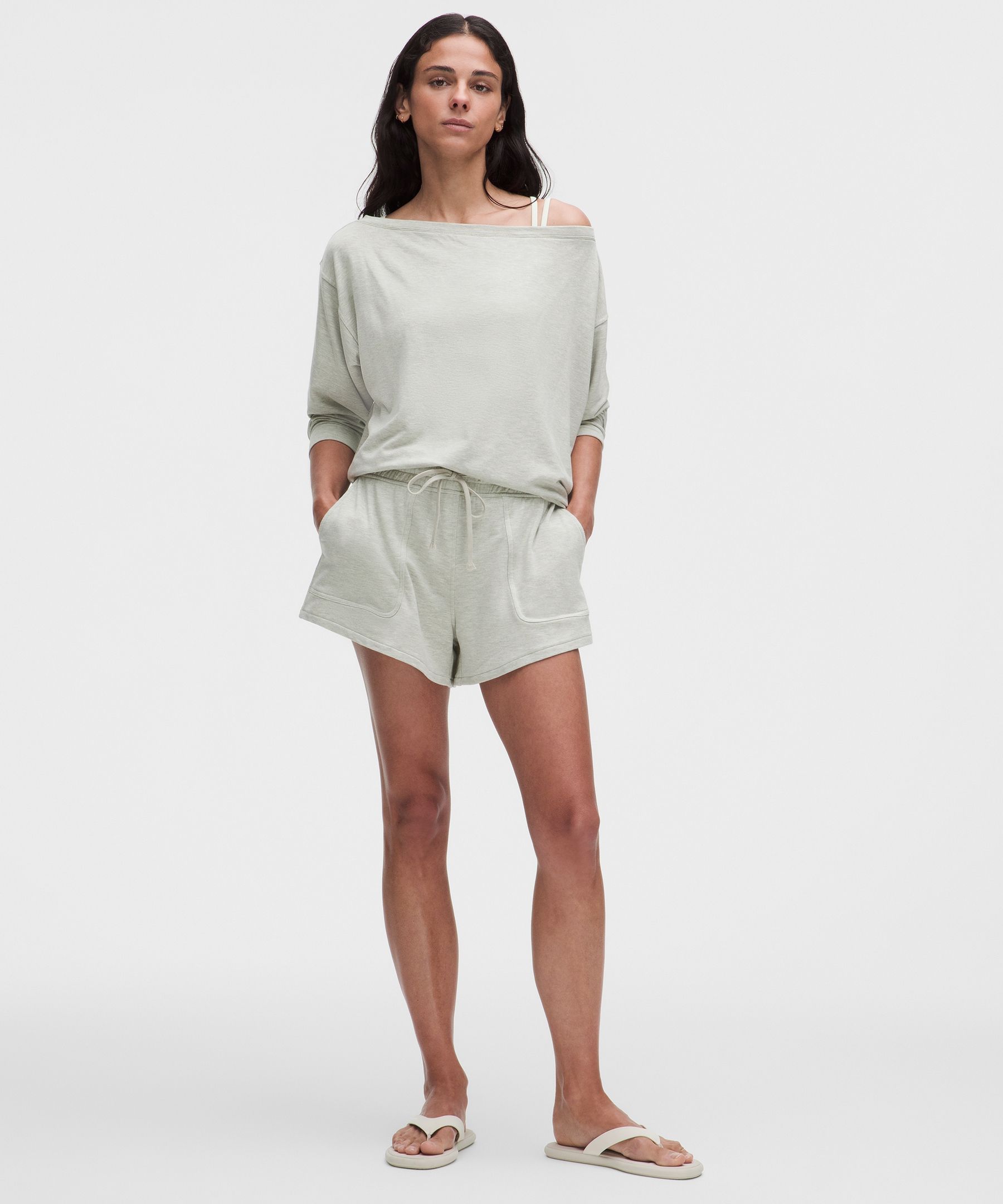 lululemon – Women’s BeCalm Mid-Rise Shorts Fabric – 3″ – Color Grey – Size XS