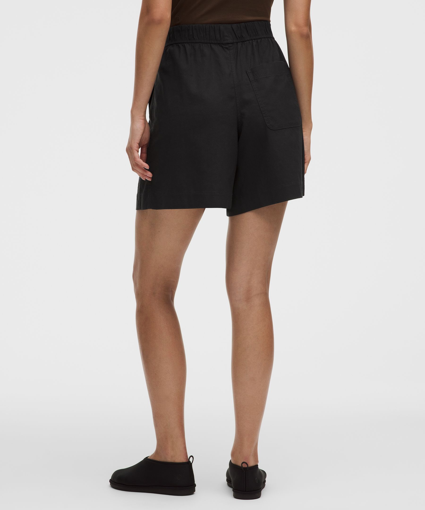 Short LuluLinen taille haute coupe d&eacute;contract&eacute;e 18 cm