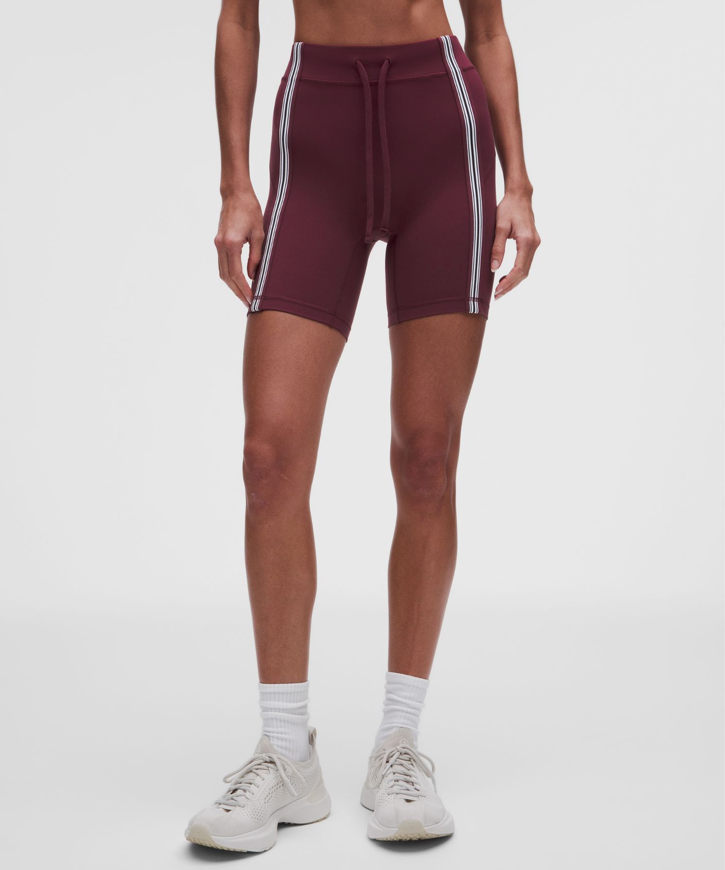 Женские шорты Lululemon Groove, высокая посадка, 6", отделка в полоску, цвет: Бордовый — фото 2