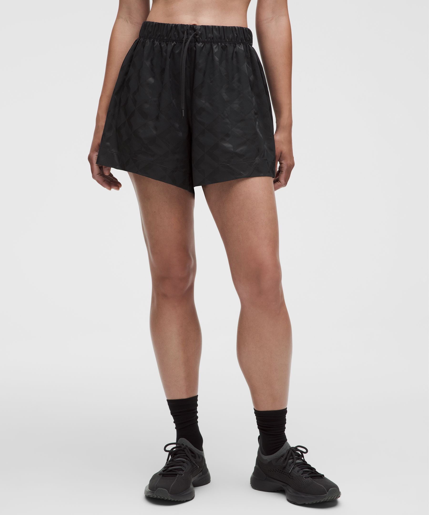 Monogram Satin High-Rise Track Short 4"