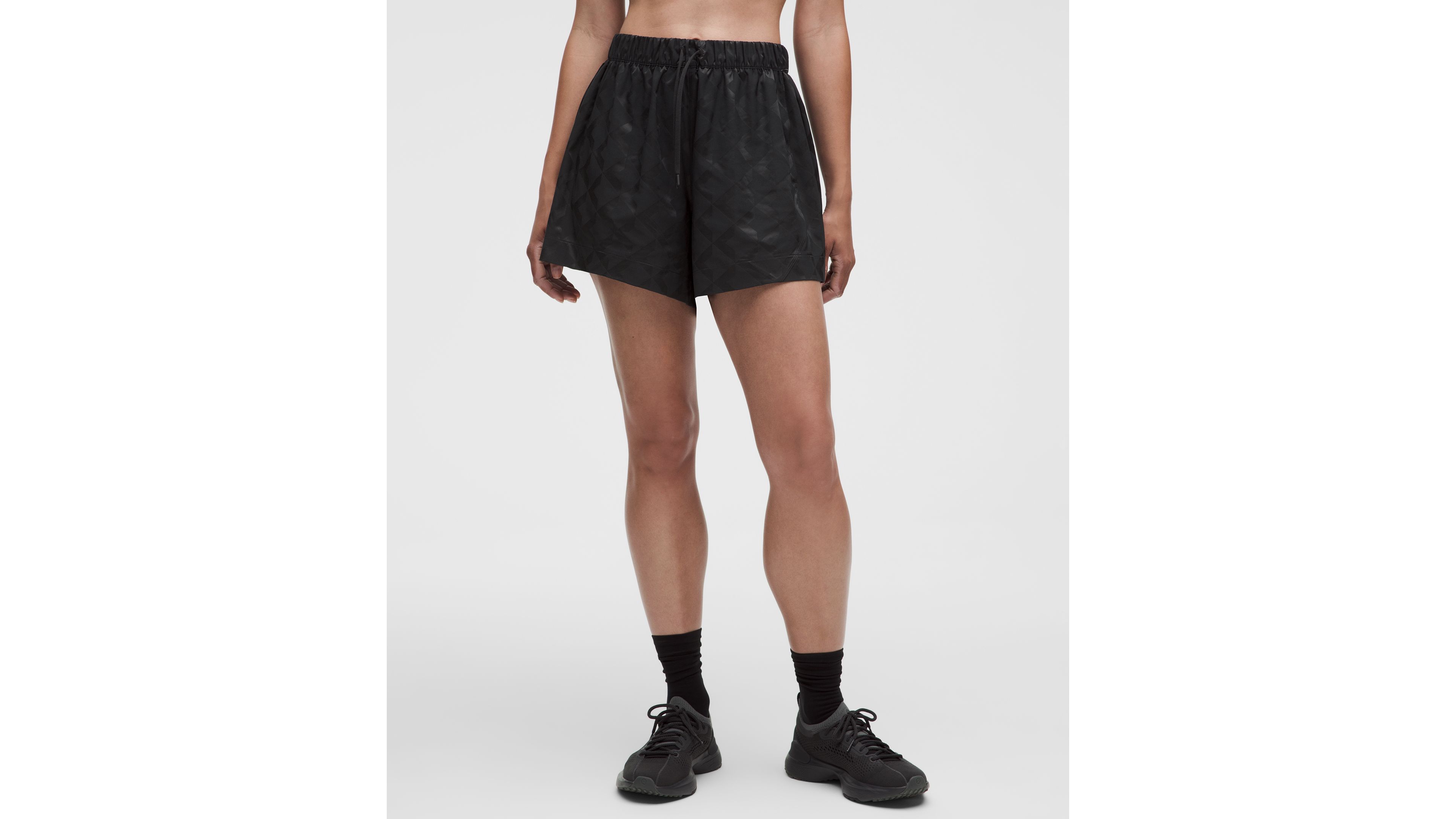 Monogram Satin High-Rise Track Short 4"