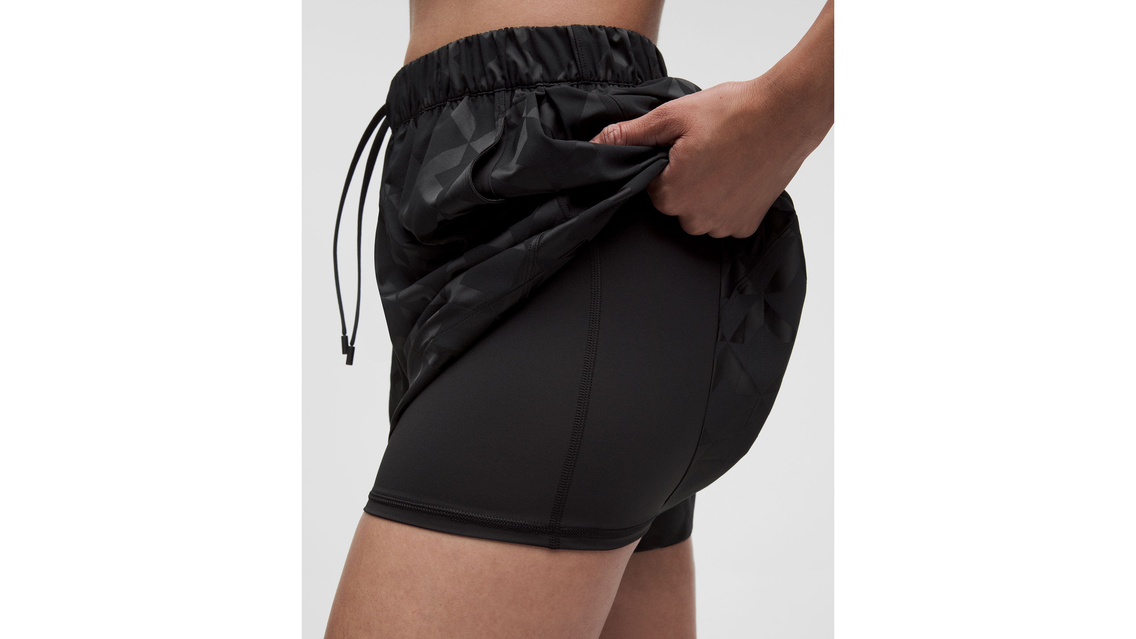 Monogram Satin High-Rise Track Short 4"