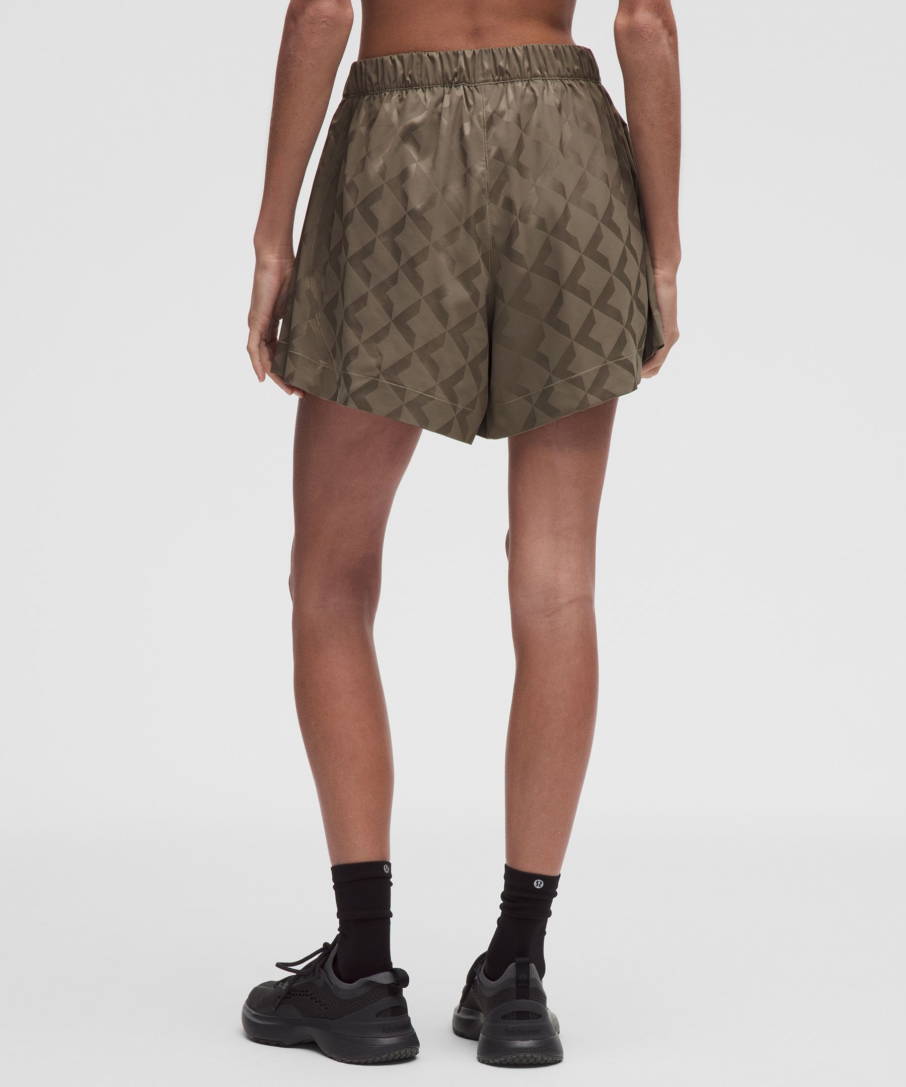 Monogram Satin High-Rise Track Short 4"